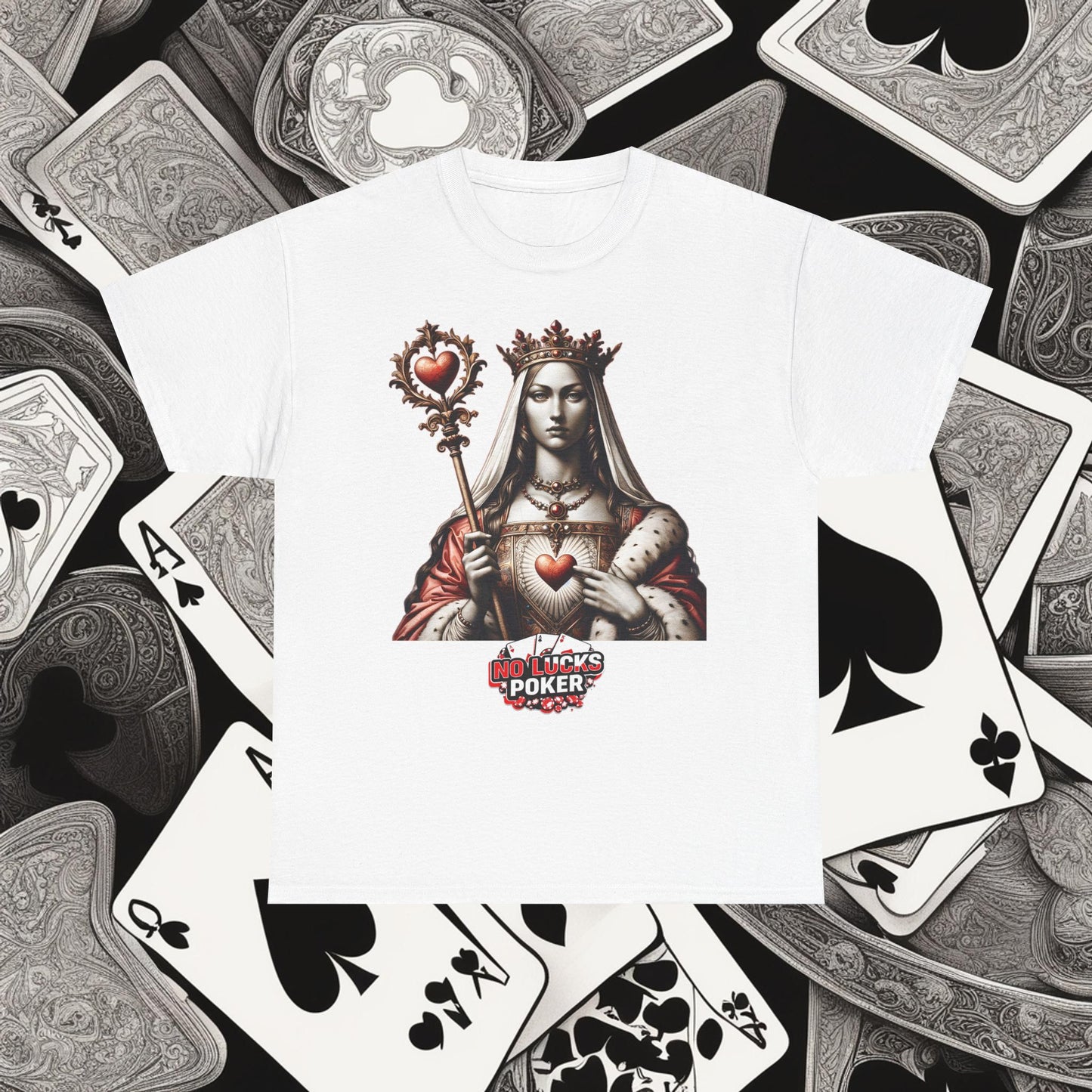 Queen of Hearts Poker T-Shirt | Unisex Heavy Cotton Tee