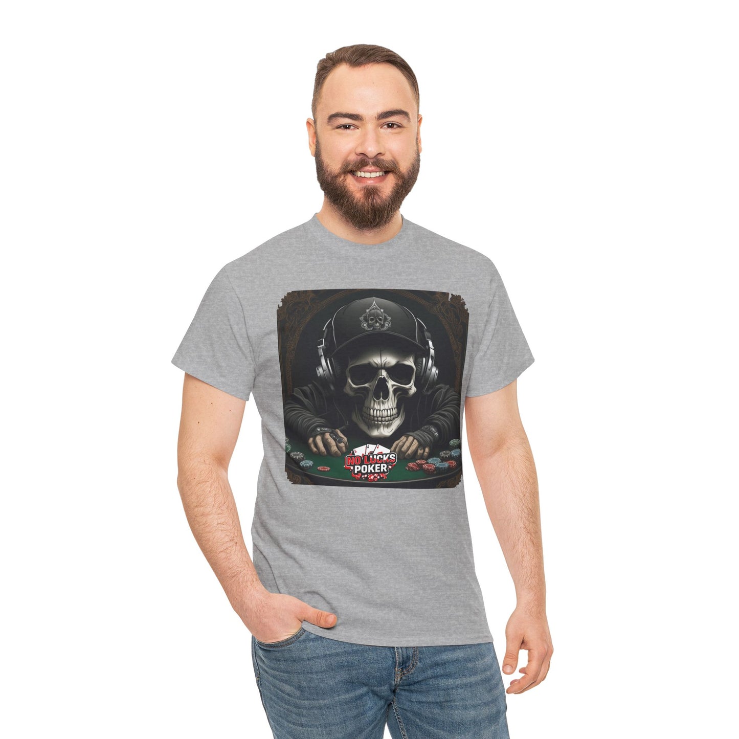 No Lucks Given – Hoodie Skull & Headphones Poker Tee