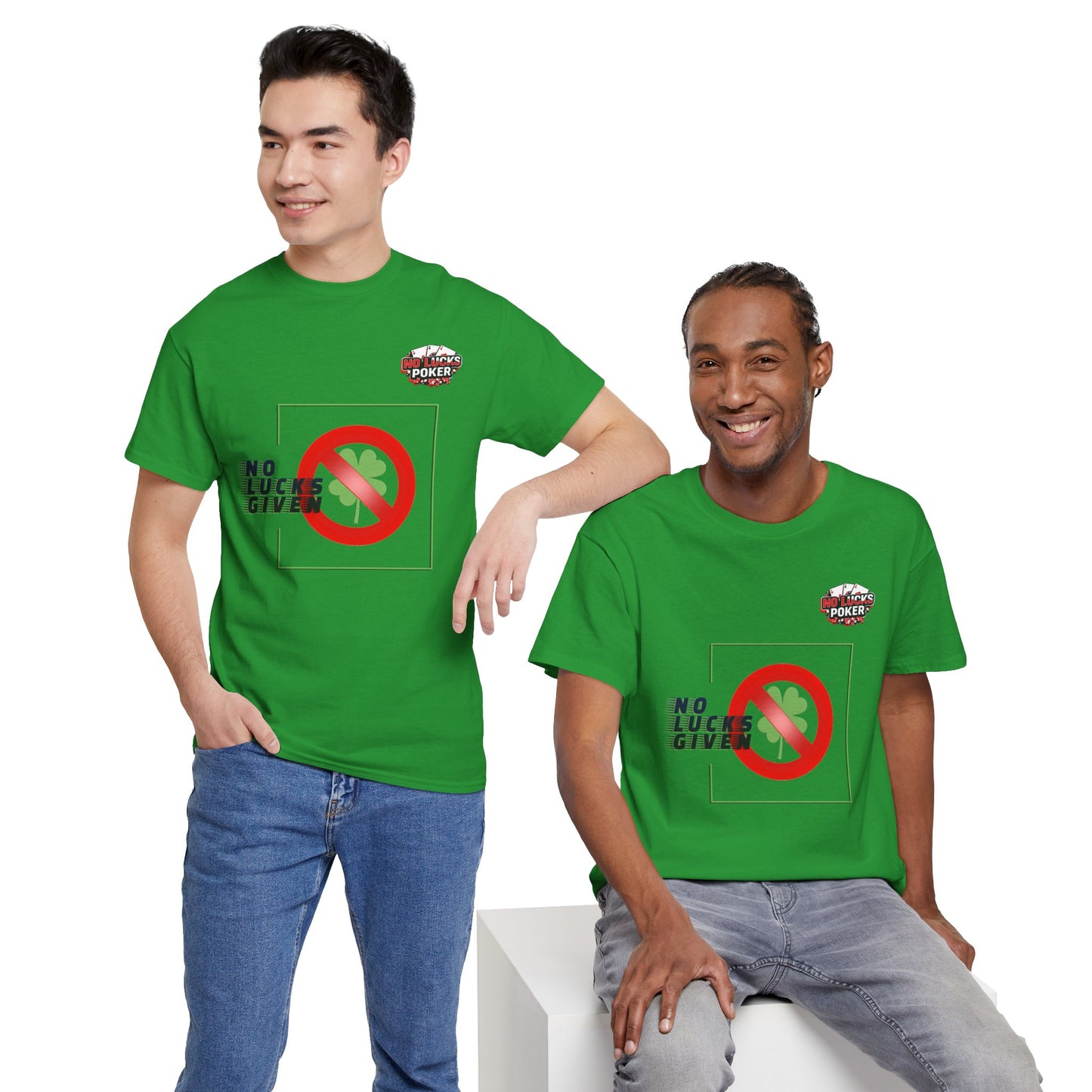 No Lucks Given Large Clover Poker T-Shirt Good Luck All-in