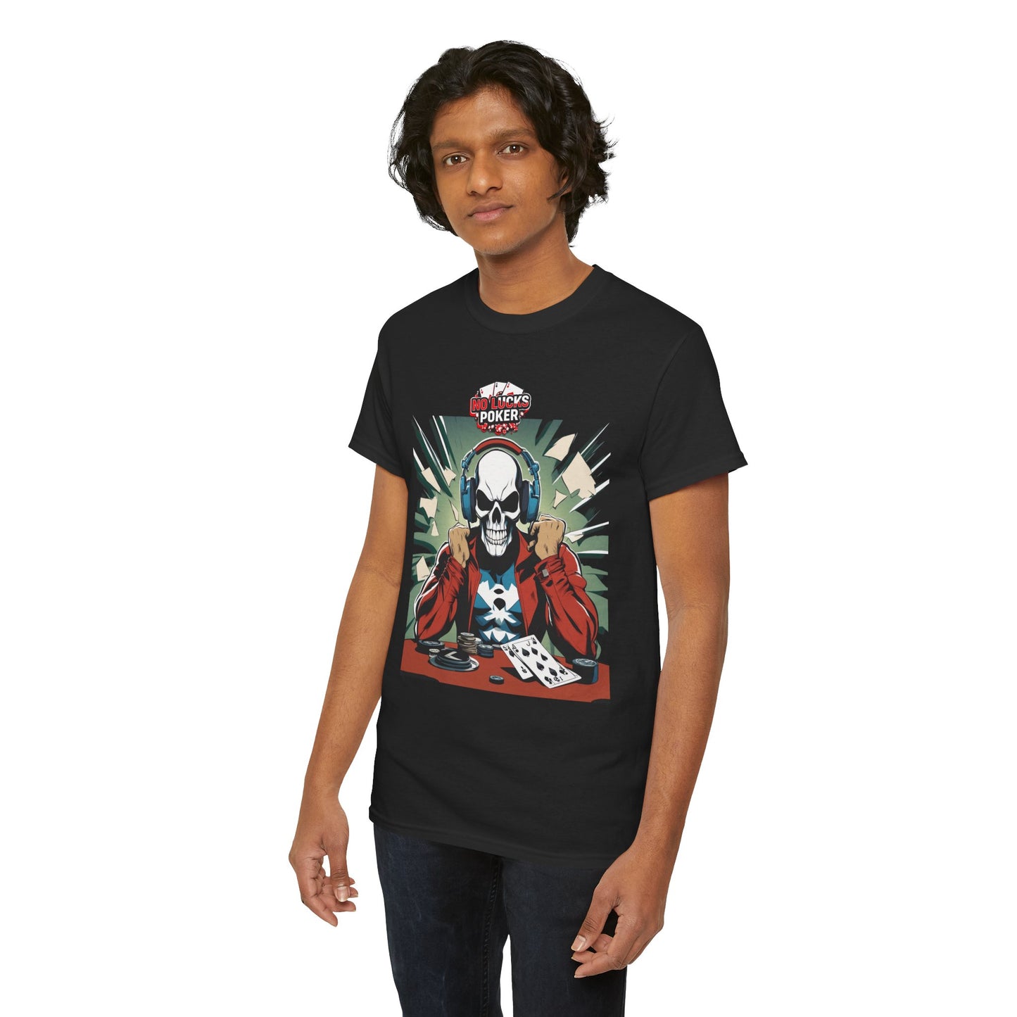 No Lucks Given – Poker Skull w/ Headphones Tee (Hero/Villain Edition)