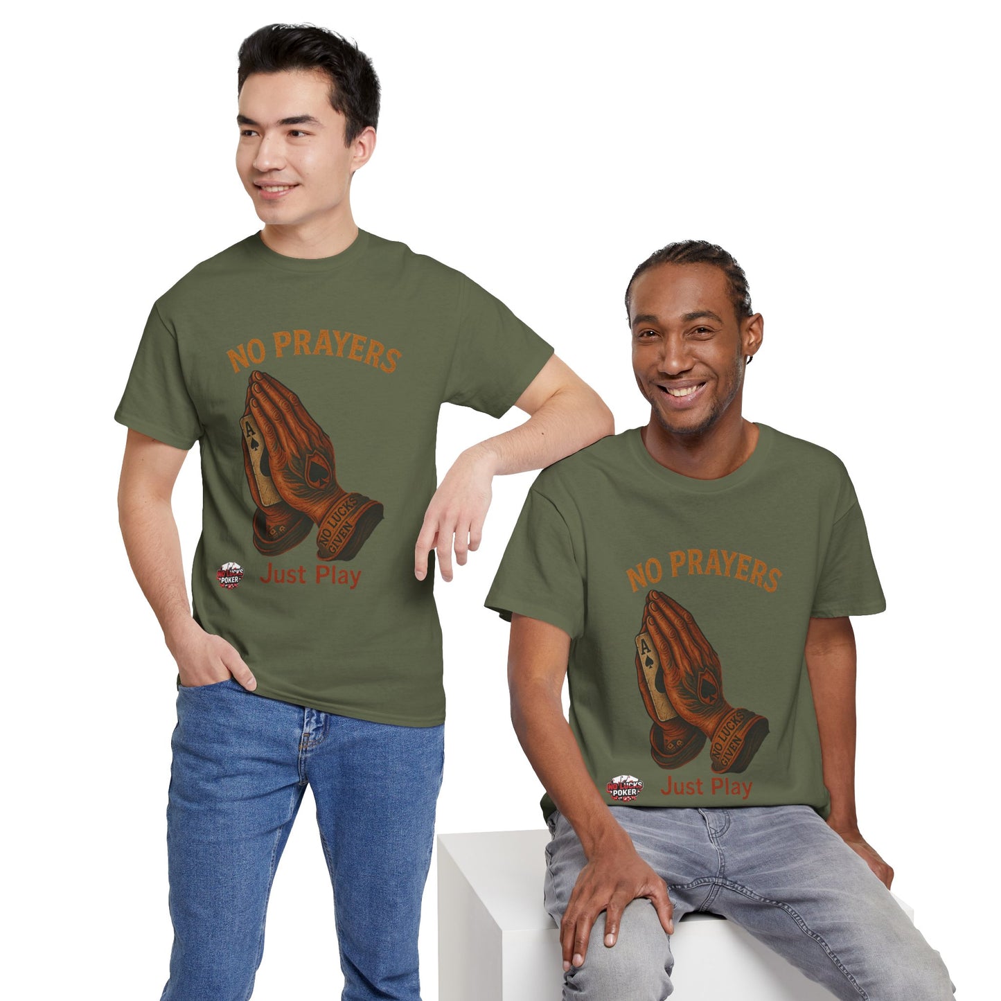 No Prayers Just Play Poker T-Shirt | Zero Lucks – Skill Over Superstition
