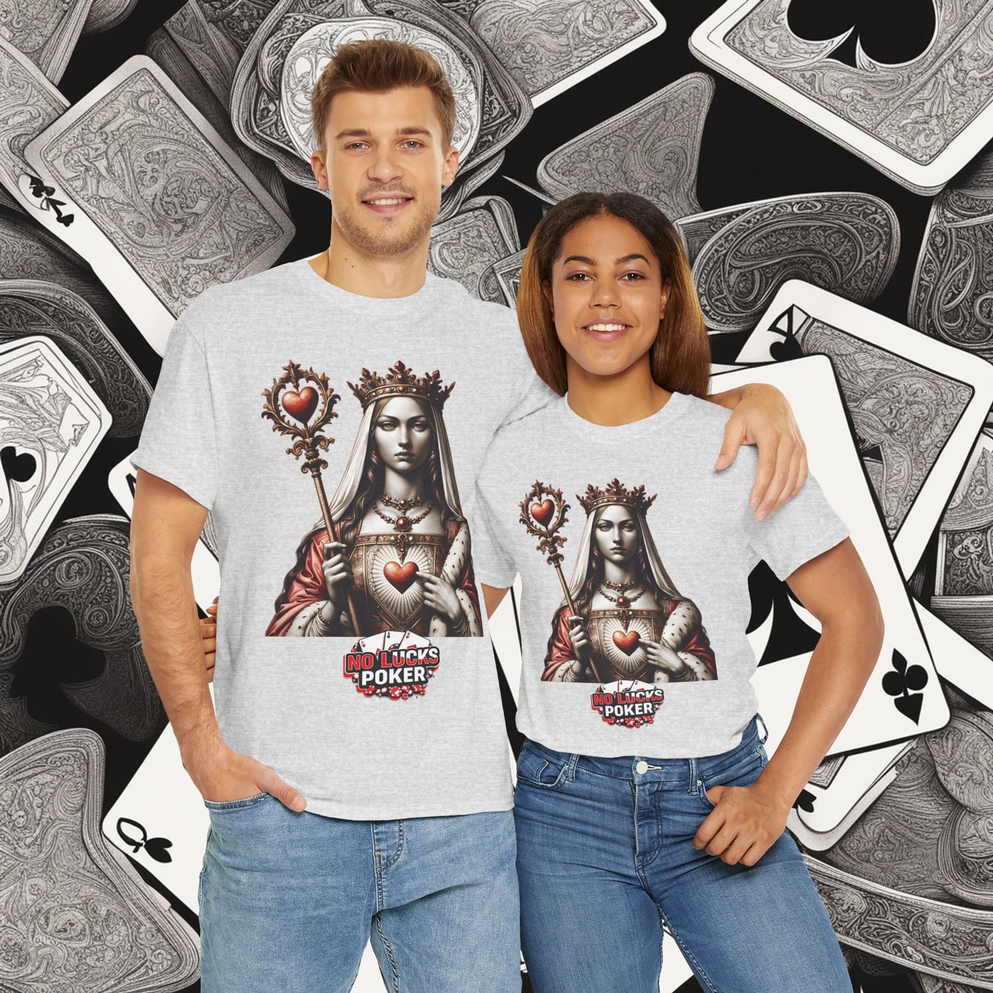 Queen of Hearts Poker T-Shirt | Unisex Heavy Cotton Tee