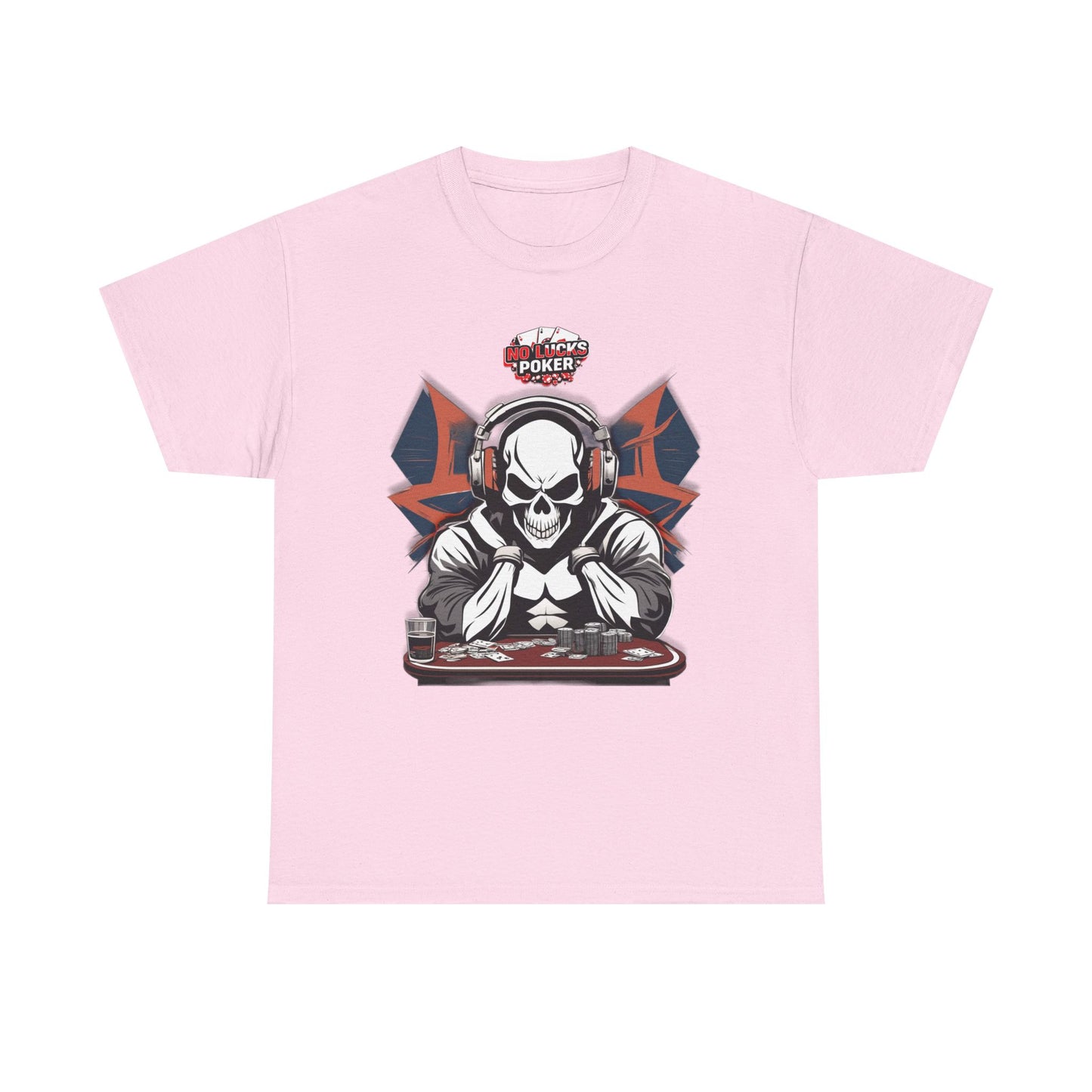 No Lucks Given – Hero/Villain Poker Skull Tee (Headphones Edition)