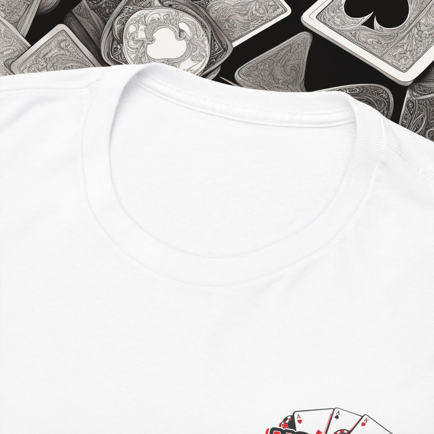 Poker Player with Skull at Poker Table 0 Lucks Given Unisex heavy cotton tee Poker Apparel