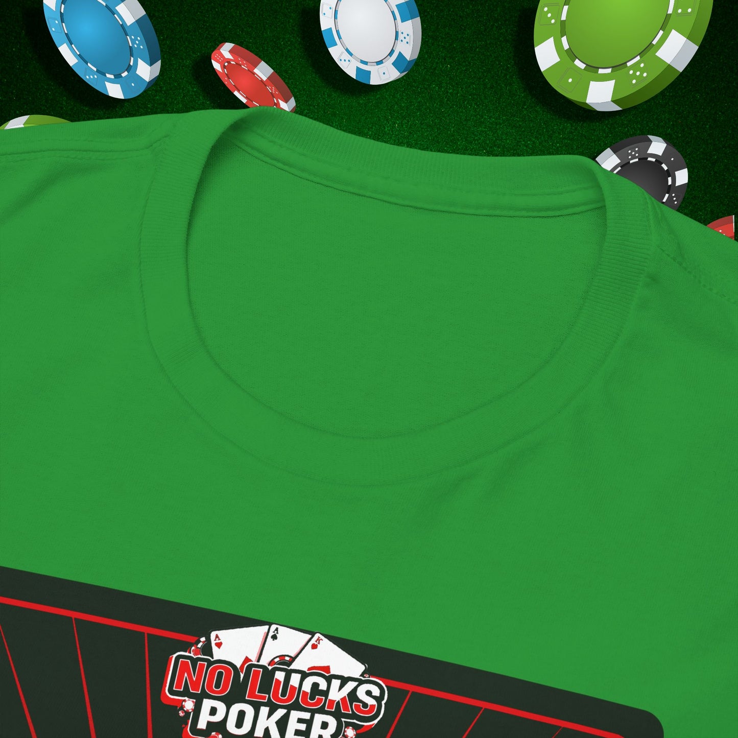 No Lucks Given Ace of Clubs card with two big axes Red Green Poker T-Shirt Must have Good Luck All-in