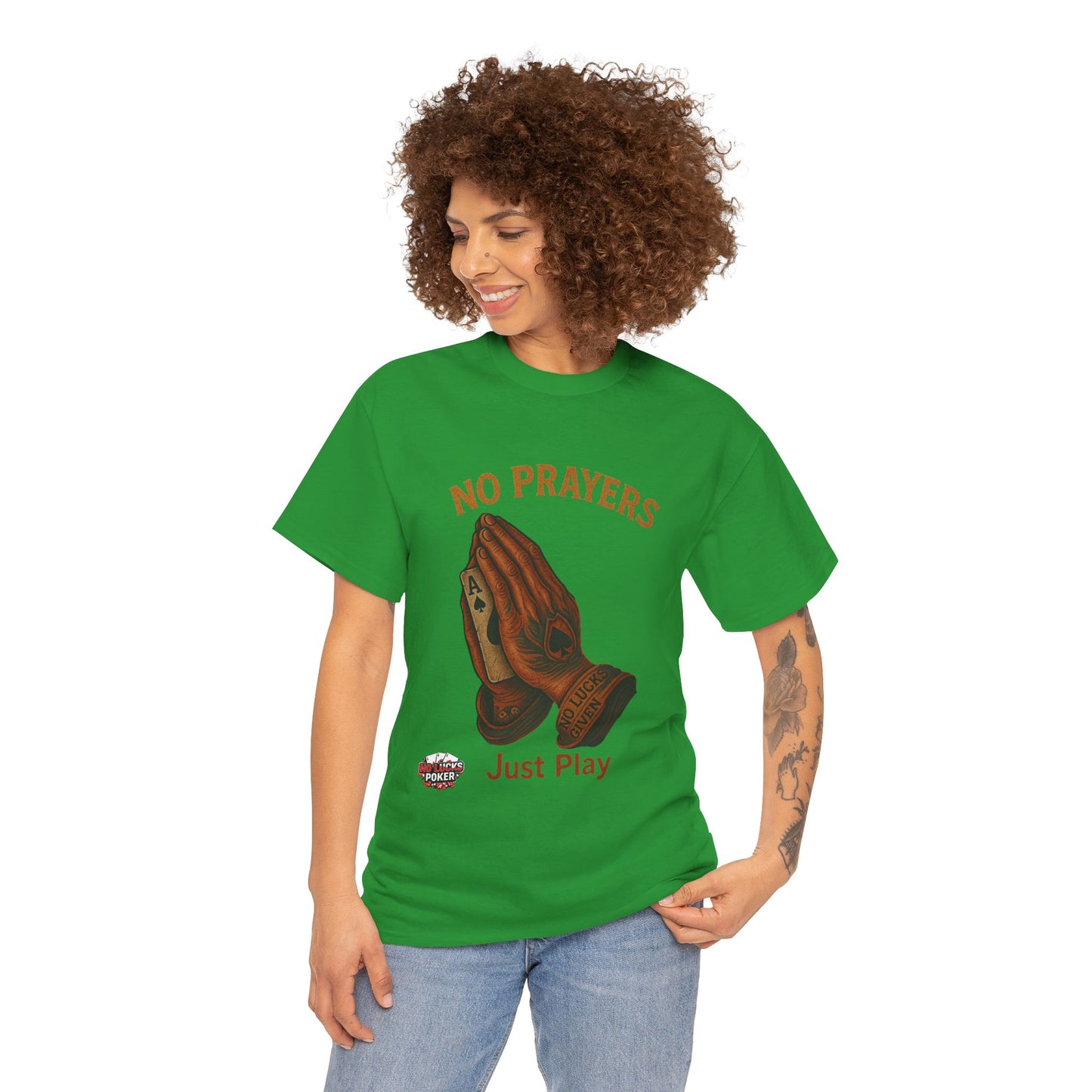 No Prayers Just Play Poker T-Shirt | Zero Lucks – Skill Over Superstition