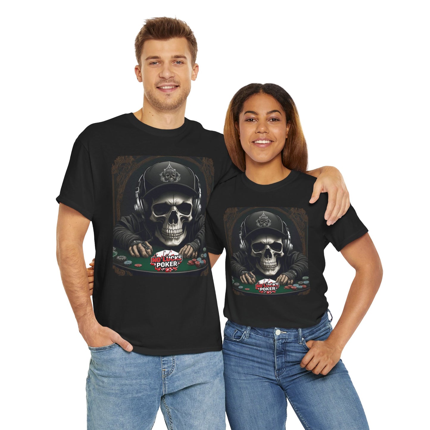 No Lucks Given – Hoodie Skull & Headphones Poker Tee