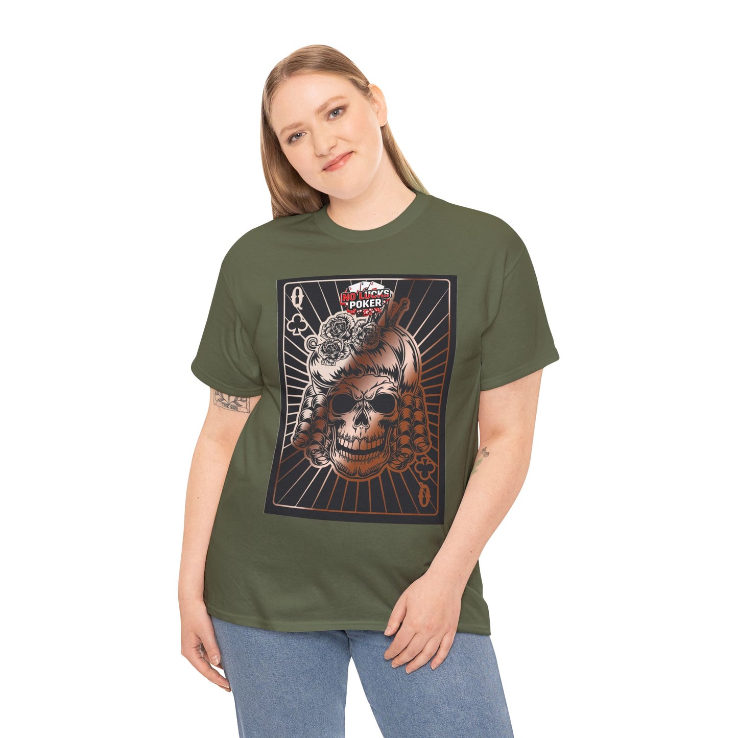 No Lucks Given Angry Queen of Clubs Copper Poker T-Shirt Must have Good Luck All-in