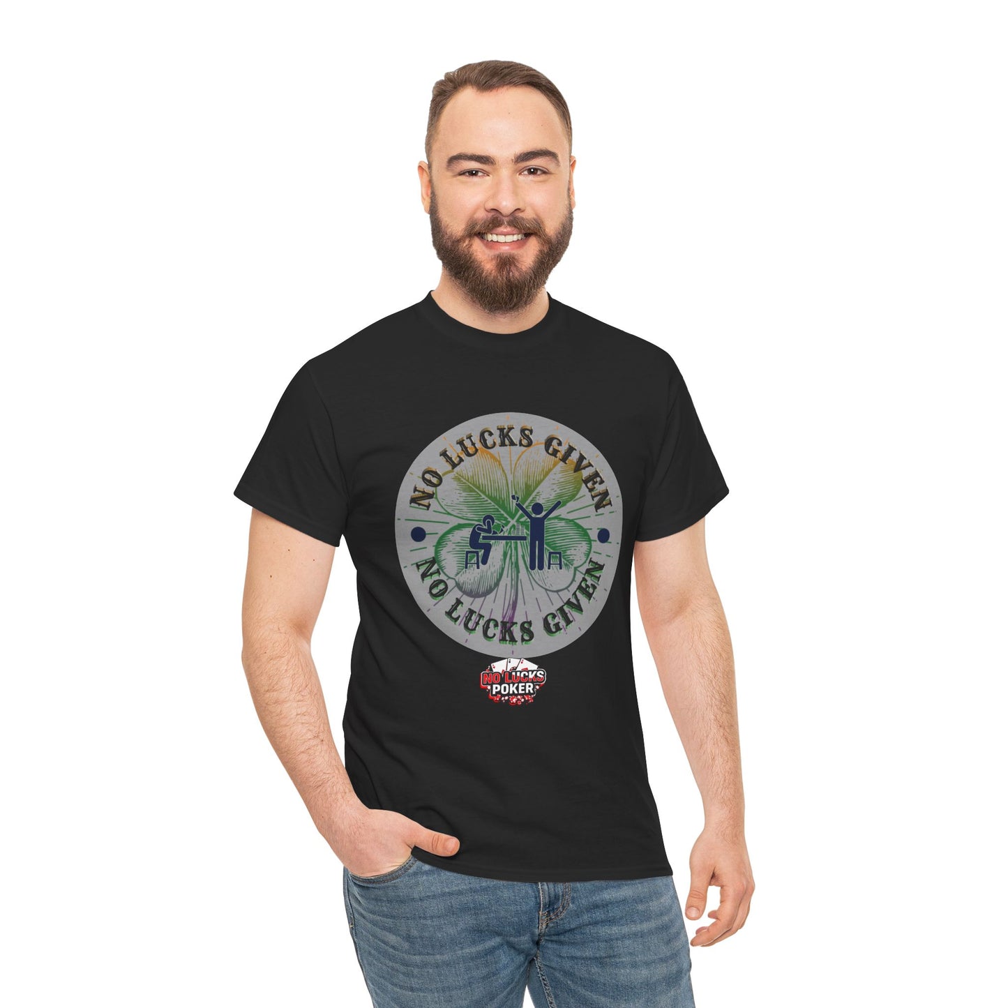 No Lucks Given – Large Clover Poker T-Shirt | Skill Over Luck