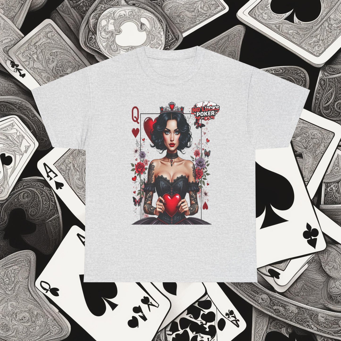 Gothic Queen of Hearts Poker T-Shirt | Dark Poker Apparel – Unisex Fit