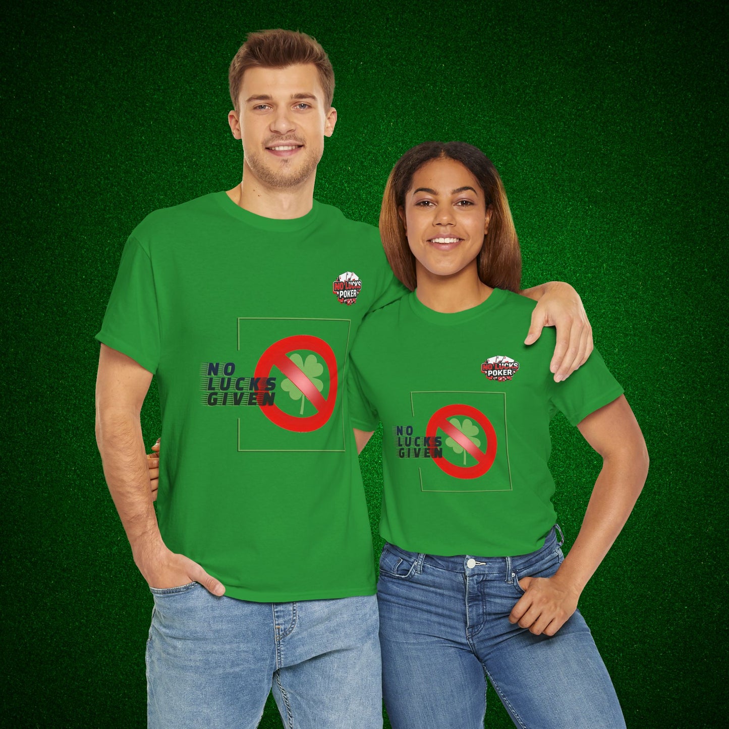 No Lucks Given Large Clover Poker T-Shirt Good Luck All-in