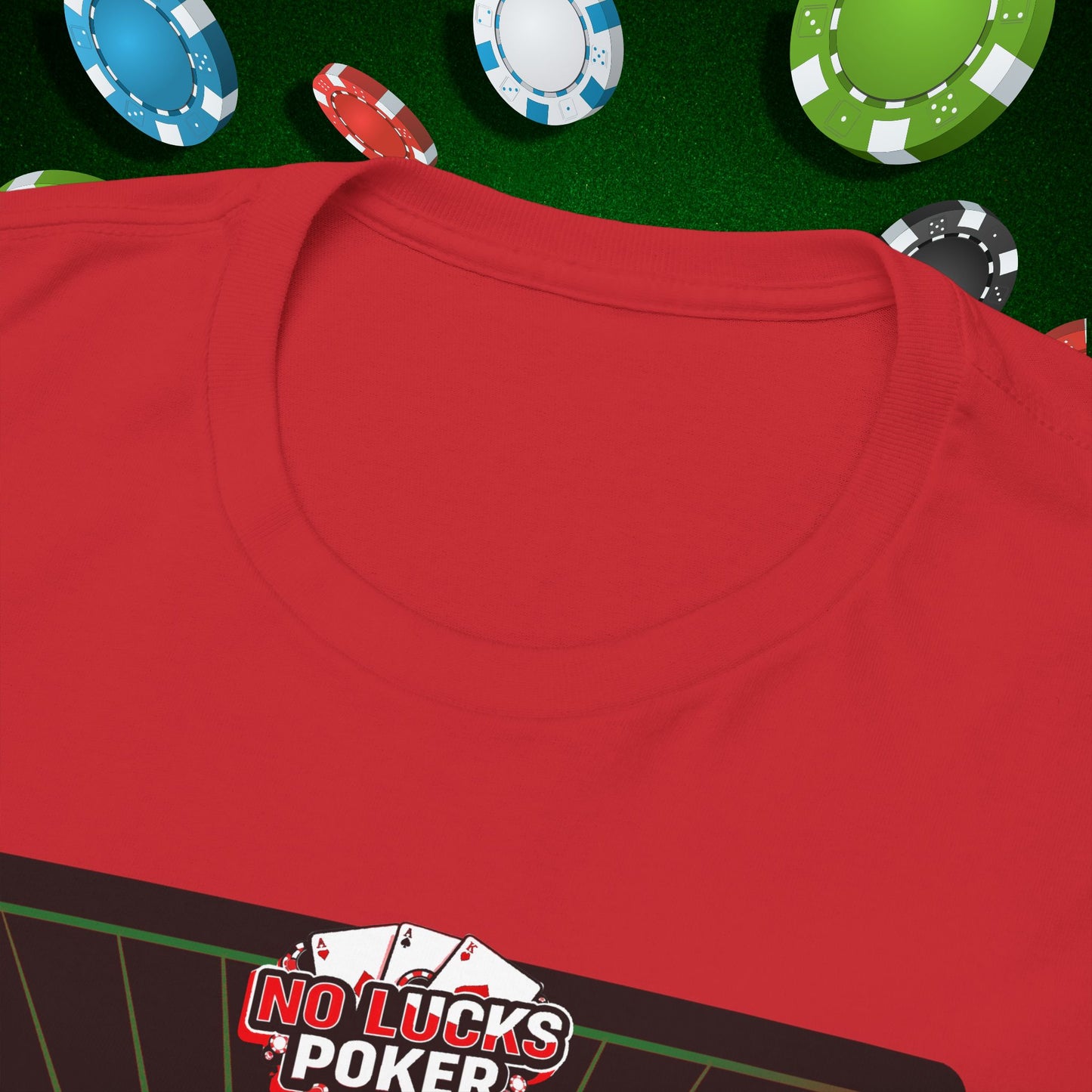 No Lucks Given Ace of Hearts card with two big axes Green Red Poker T-Shirt Must have Good Luck All-in
