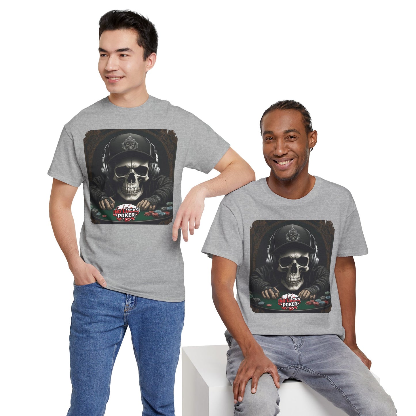 No Lucks Given – Hoodie Skull & Headphones Poker Tee