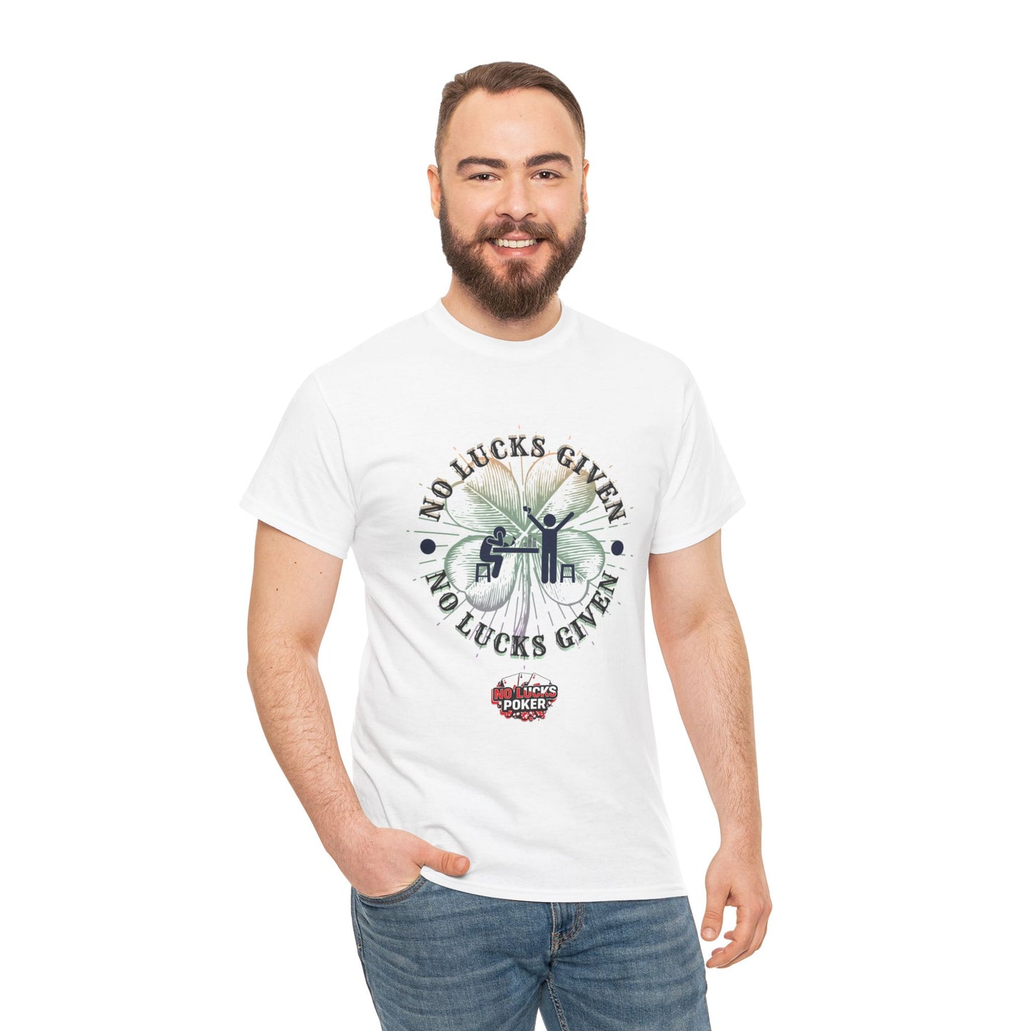No Lucks Given – Large Clover Poker T-Shirt | Skill Over Luck