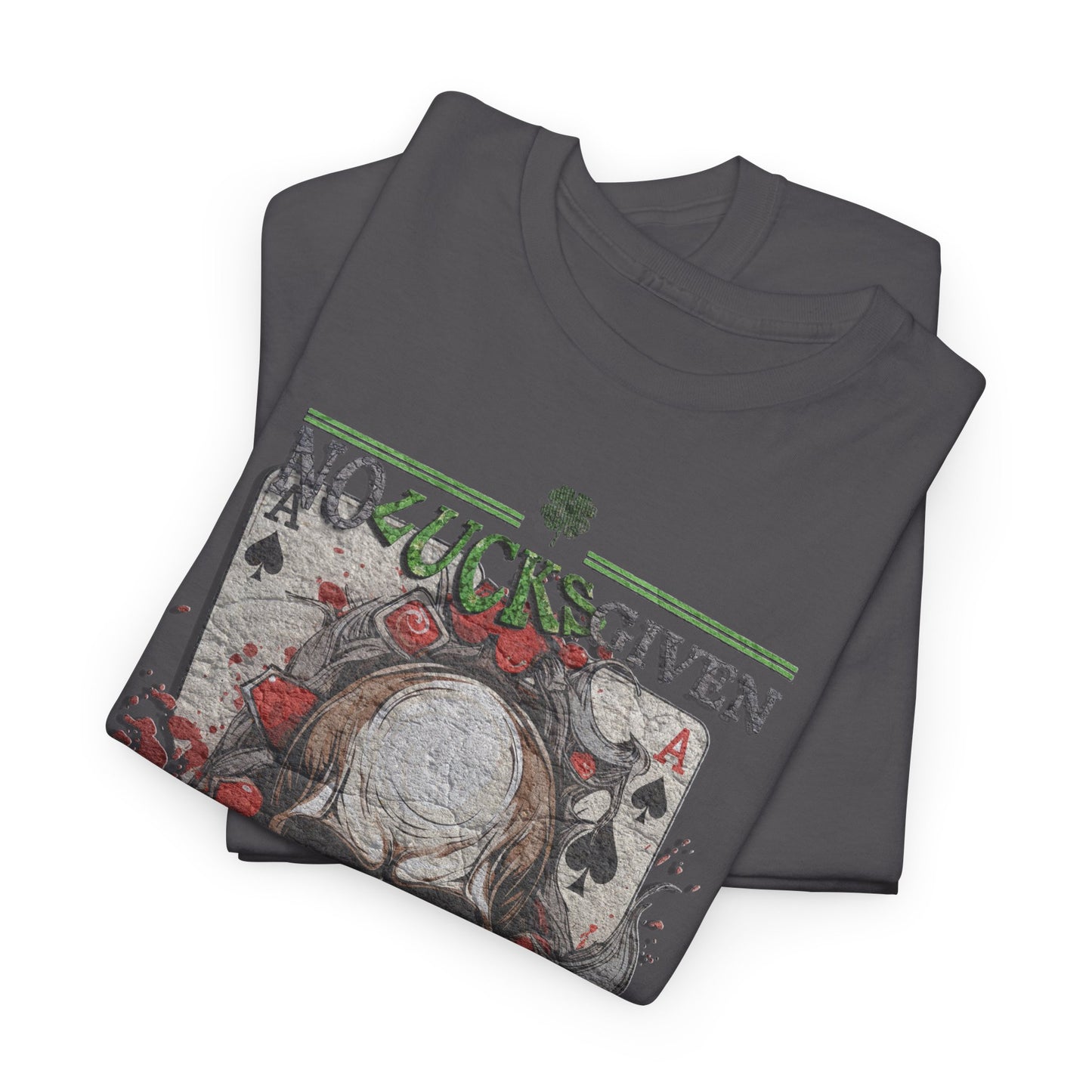 No Lucks Given Skull Breaking thru Ace of Spades T-Shirt Must have Good Luck All-in