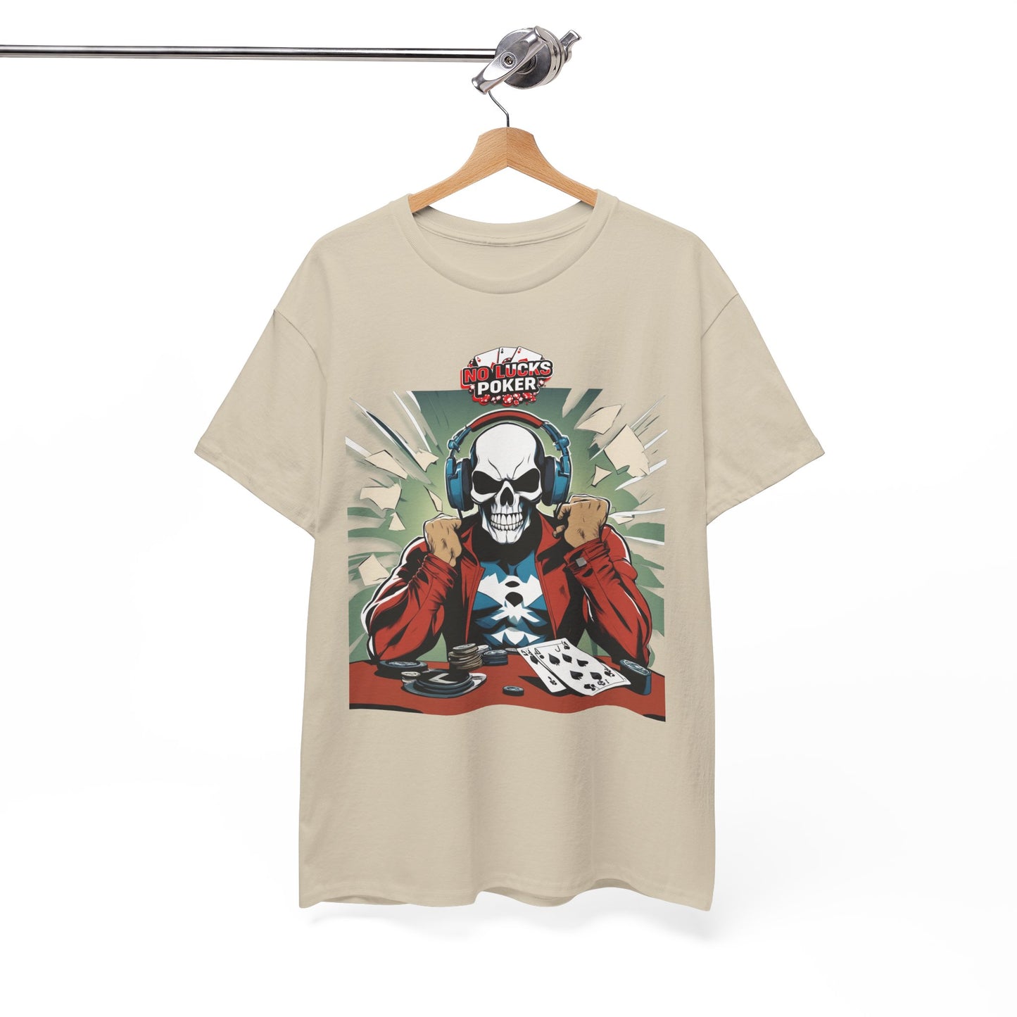 No Lucks Given – Poker Skull w/ Headphones Tee (Hero/Villain Edition)