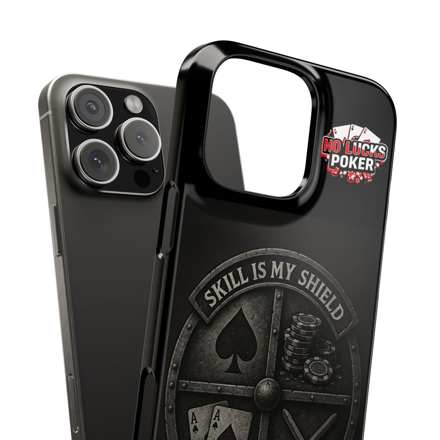 Skill Is My Shield Poker Phone Case | Zero Lucks – Ace of Spades & Crossed Swords - iPhone 13 - 16
