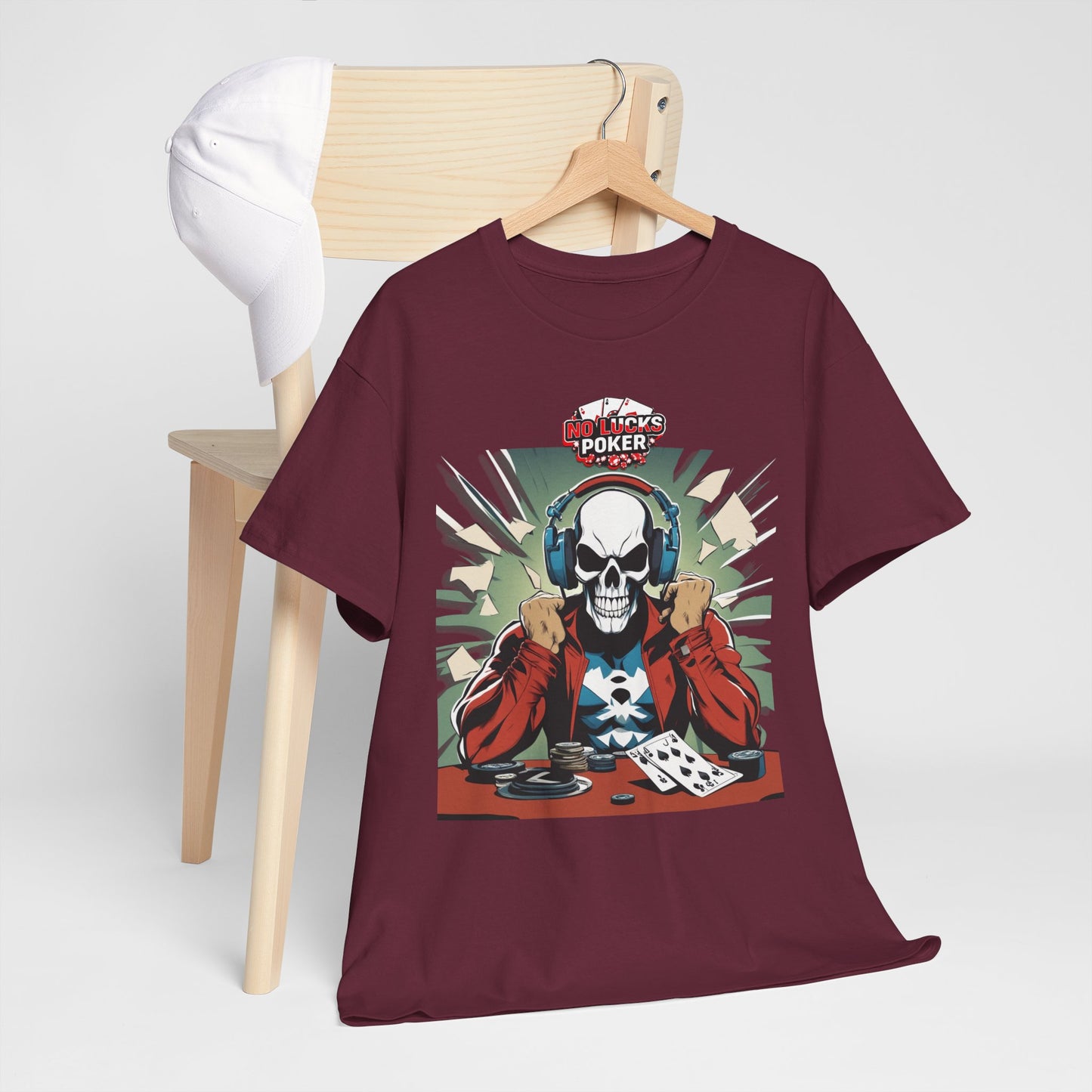 No Lucks Given – Poker Skull w/ Headphones Tee (Hero/Villain Edition)