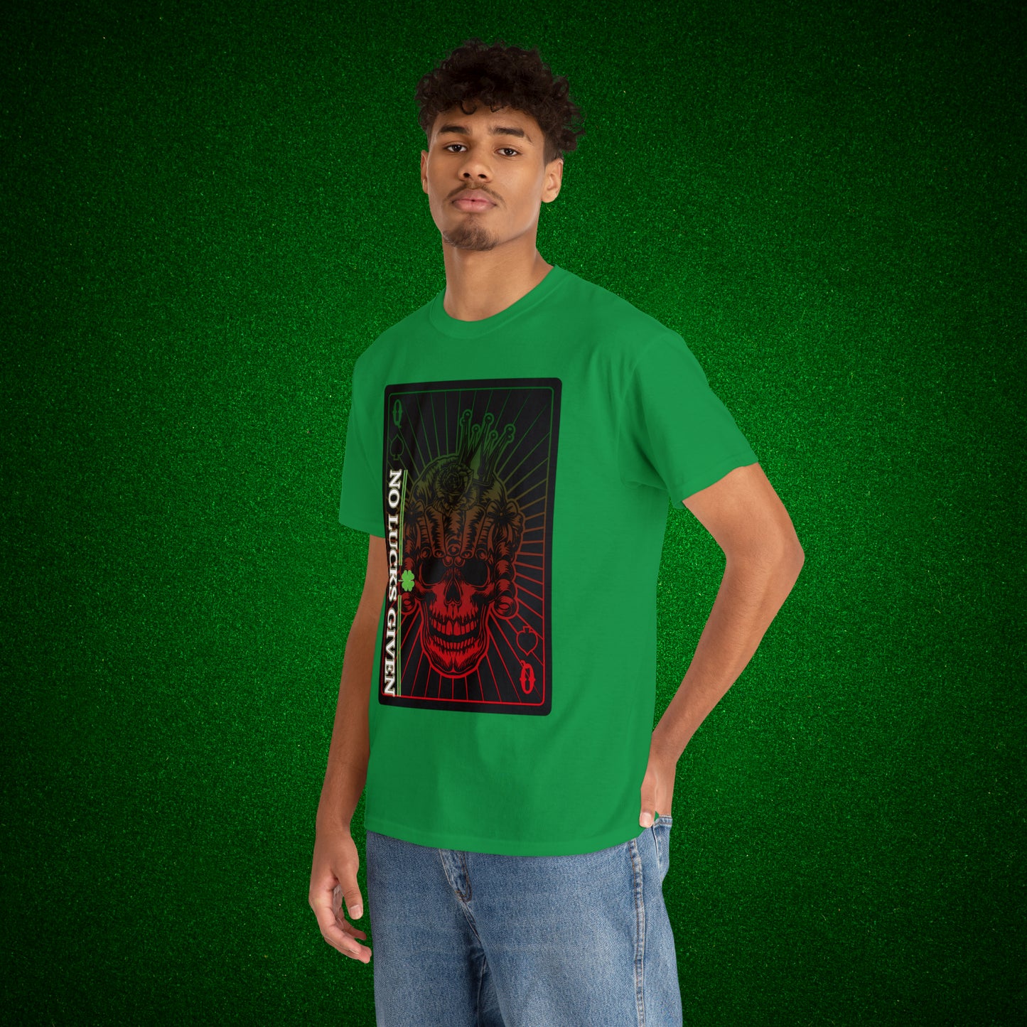 No Lucks Given Angry Queen of Spades Green Red Poker T-Shirt Must have Good Luck All-in