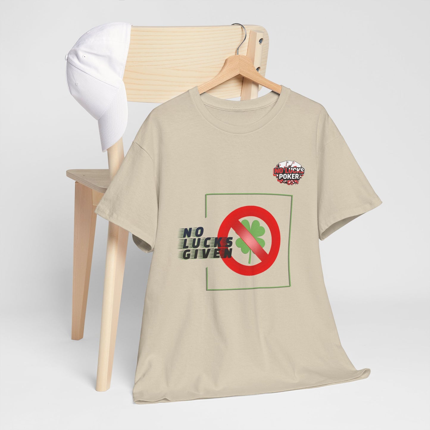 No Lucks Given Large Clover Poker T-Shirt Good Luck All-in