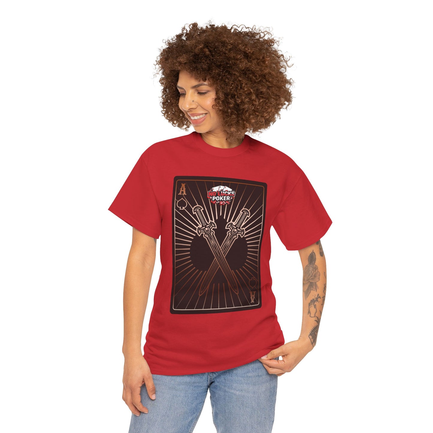 No Lucks Given – Ace of Spades & Crossed Swords Poker T-Shirt (Copper Edition)