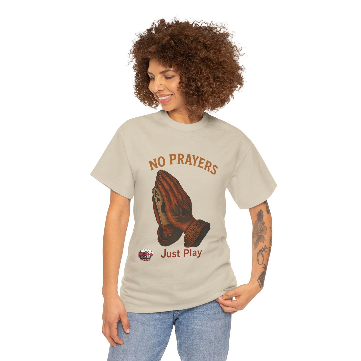 No Prayers Just Play Poker T-Shirt | Zero Lucks – Skill Over Superstition