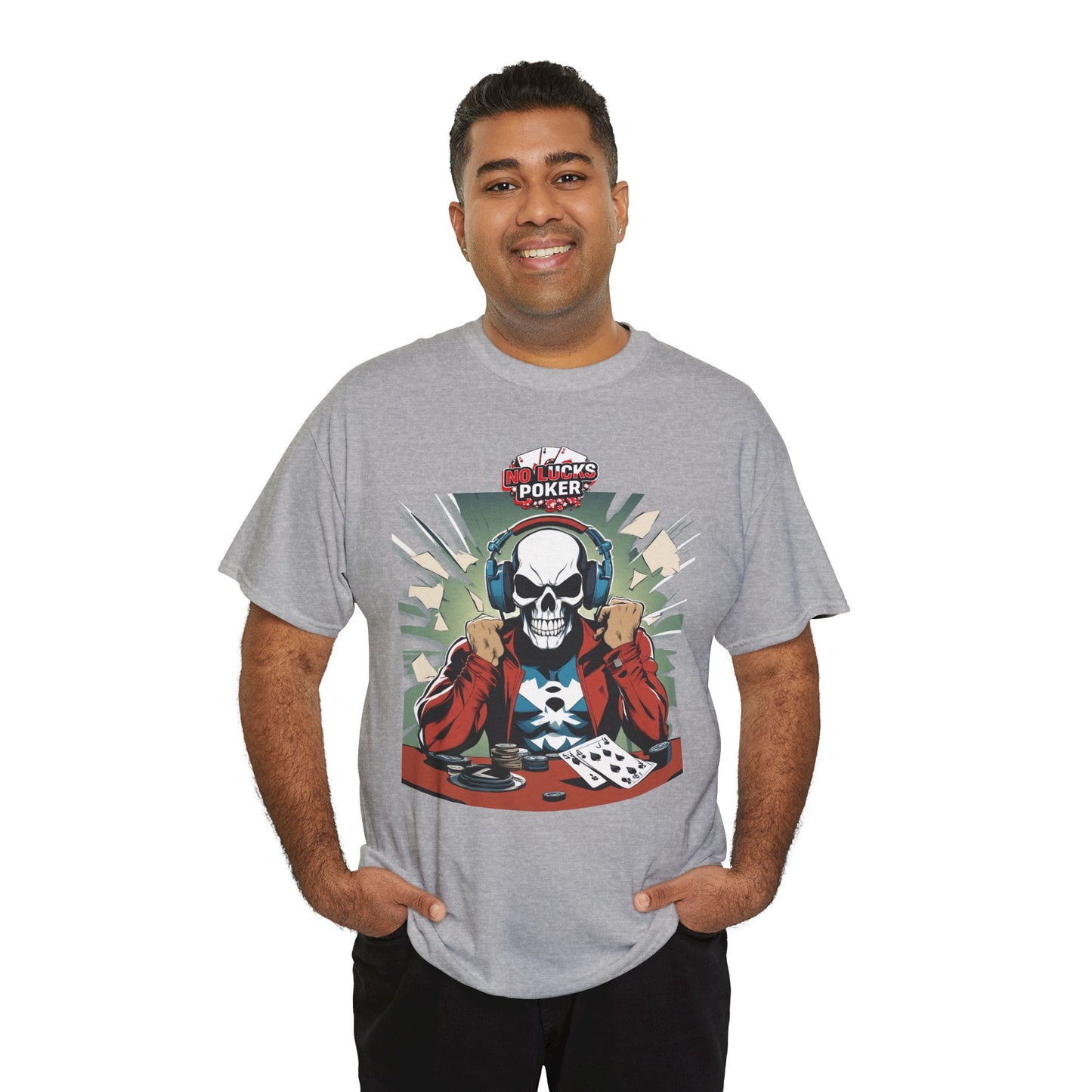 No Lucks Given – Poker Skull w/ Headphones Tee (Hero/Villain Edition)