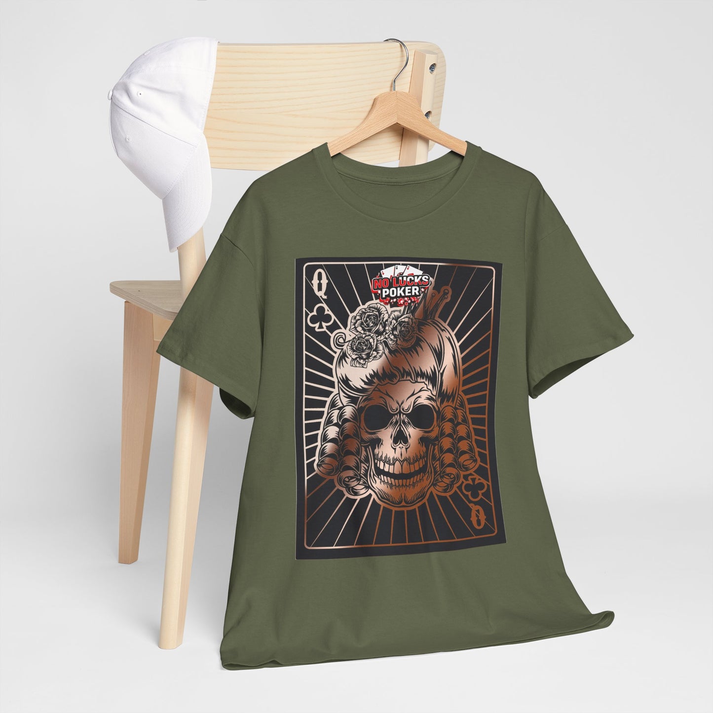 No Lucks Given Angry Queen of Clubs Copper Poker T-Shirt Must have Good Luck All-in