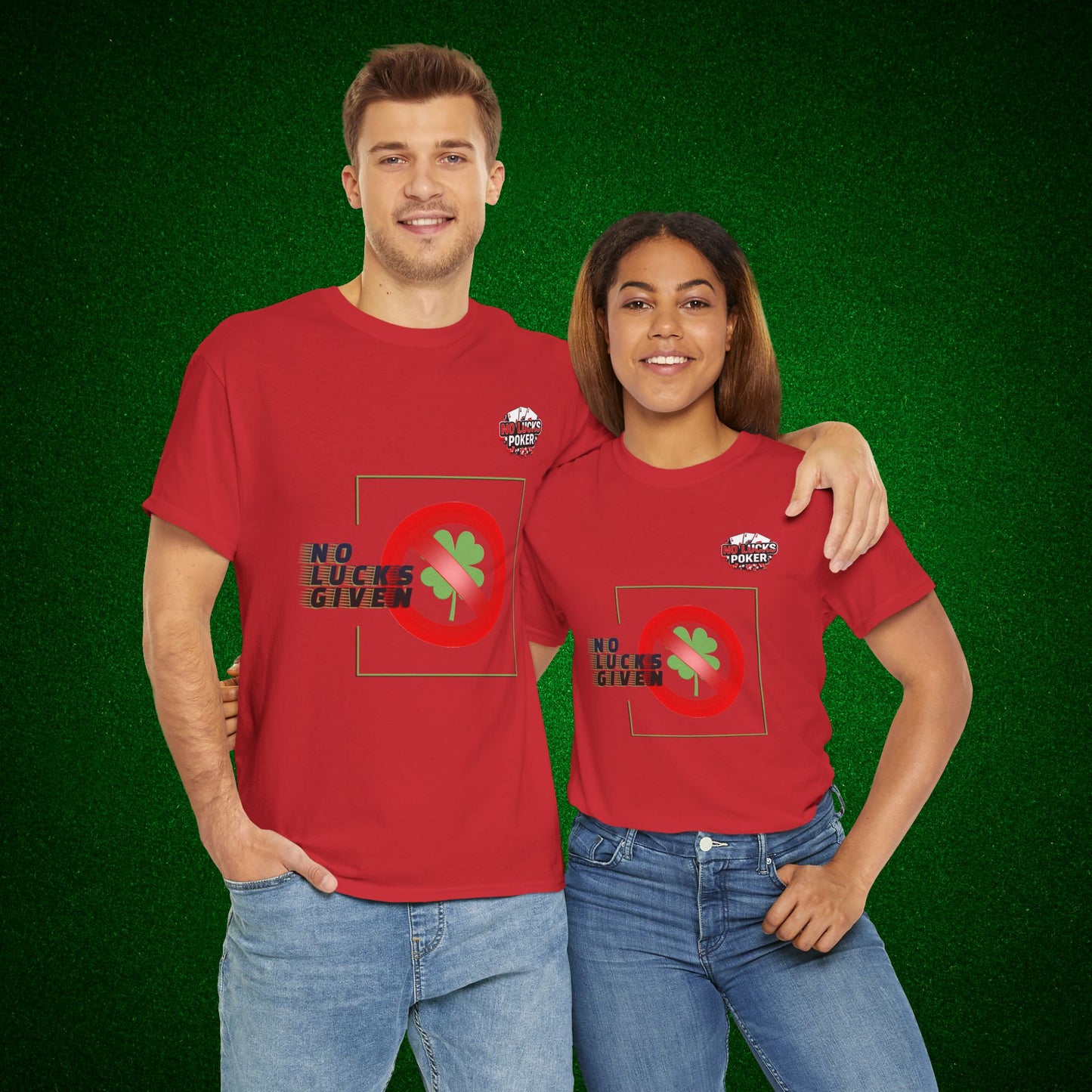 No Lucks Given Large Clover Poker T-Shirt Good Luck All-in