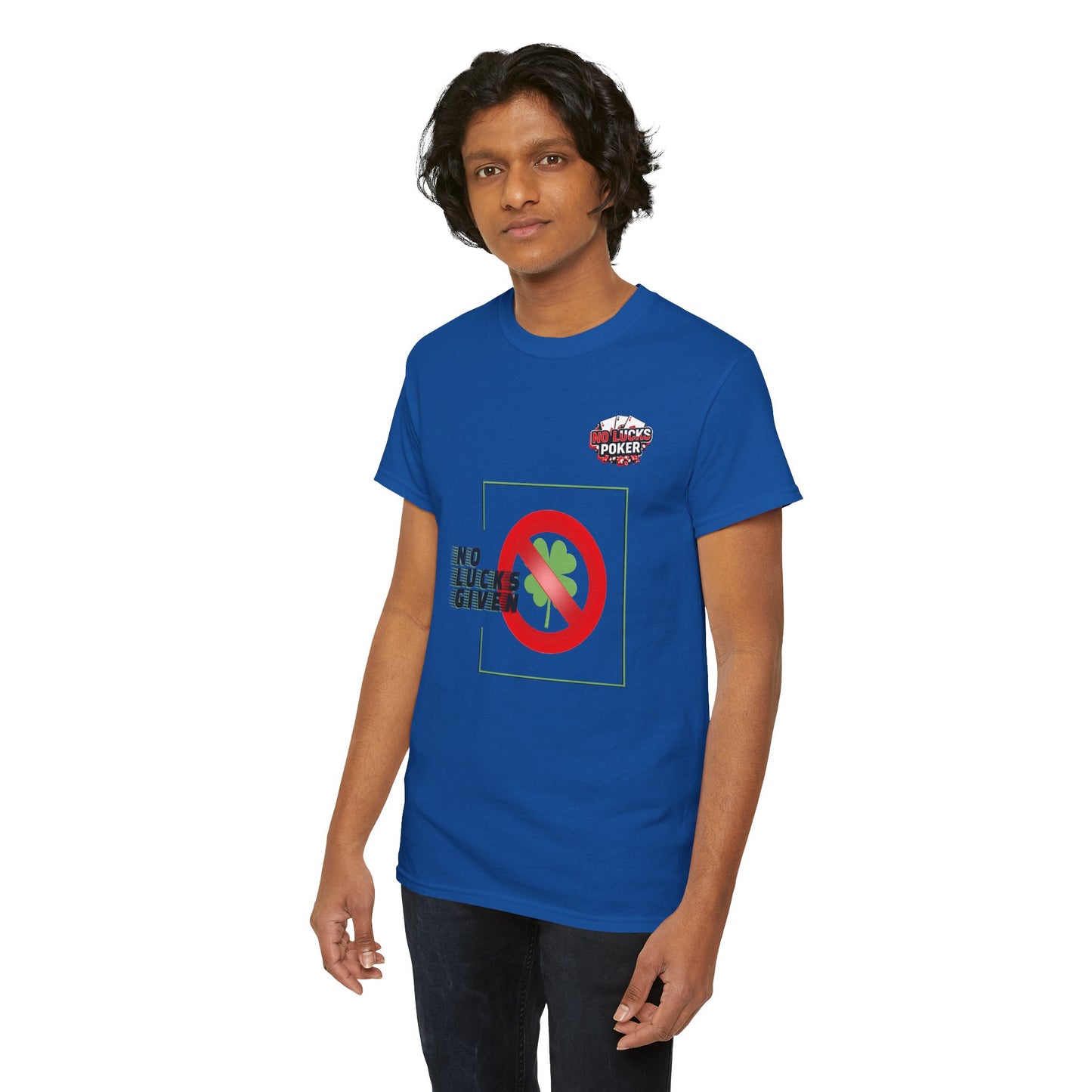 No Lucks Given Large Clover Poker T-Shirt Good Luck All-in