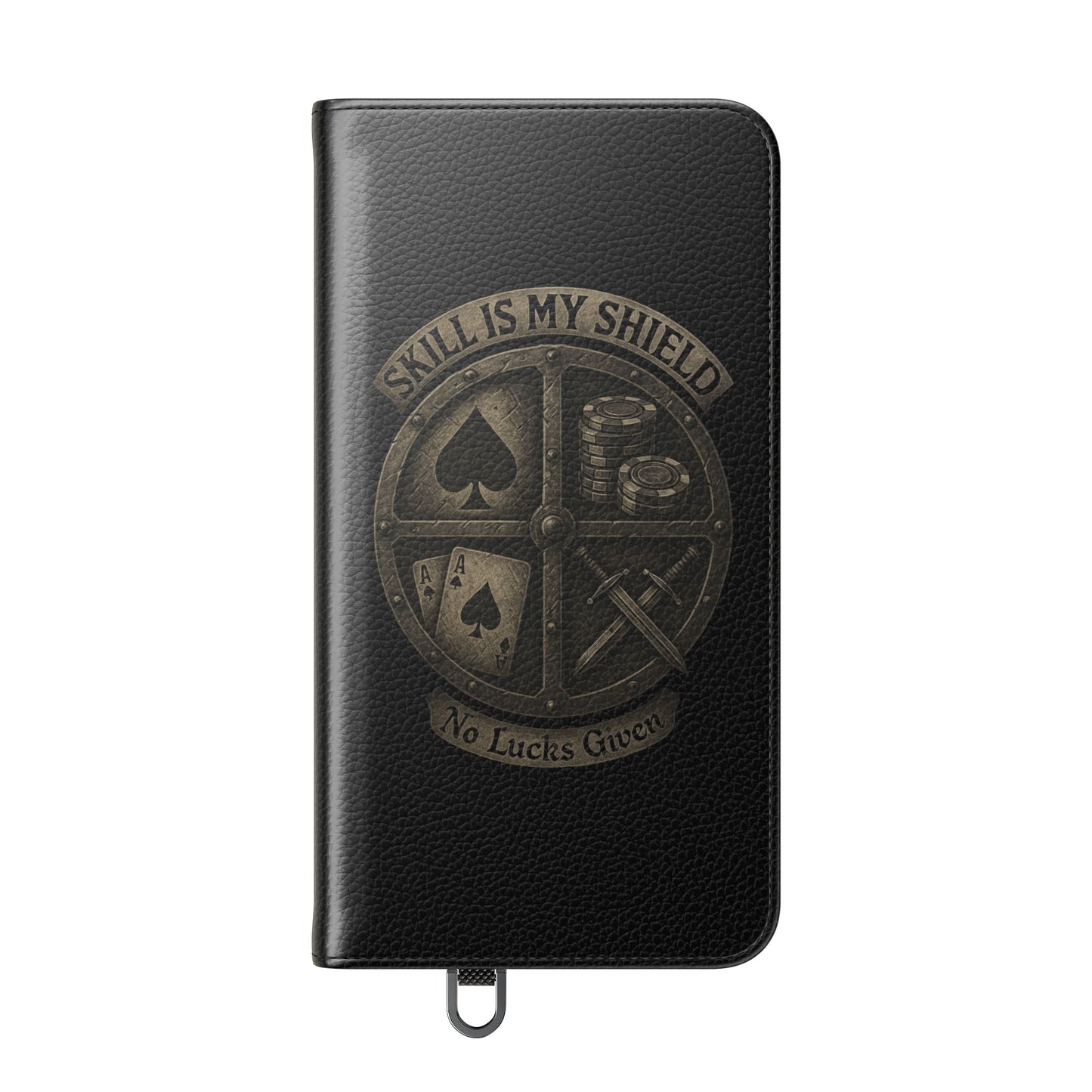Skill Is My Shield Poker Phone Case | Zero Lucks – Ace of Spades & Crossed Swords – iPhone & Android Phone Cover
