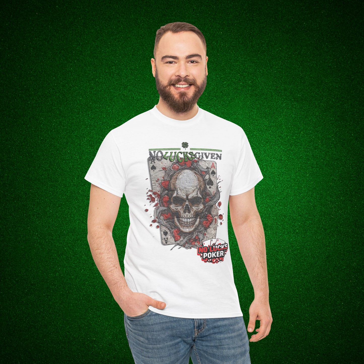 No Lucks Given Skull Breaking thru Ace of Spades T-Shirt Must have Good Luck All-in