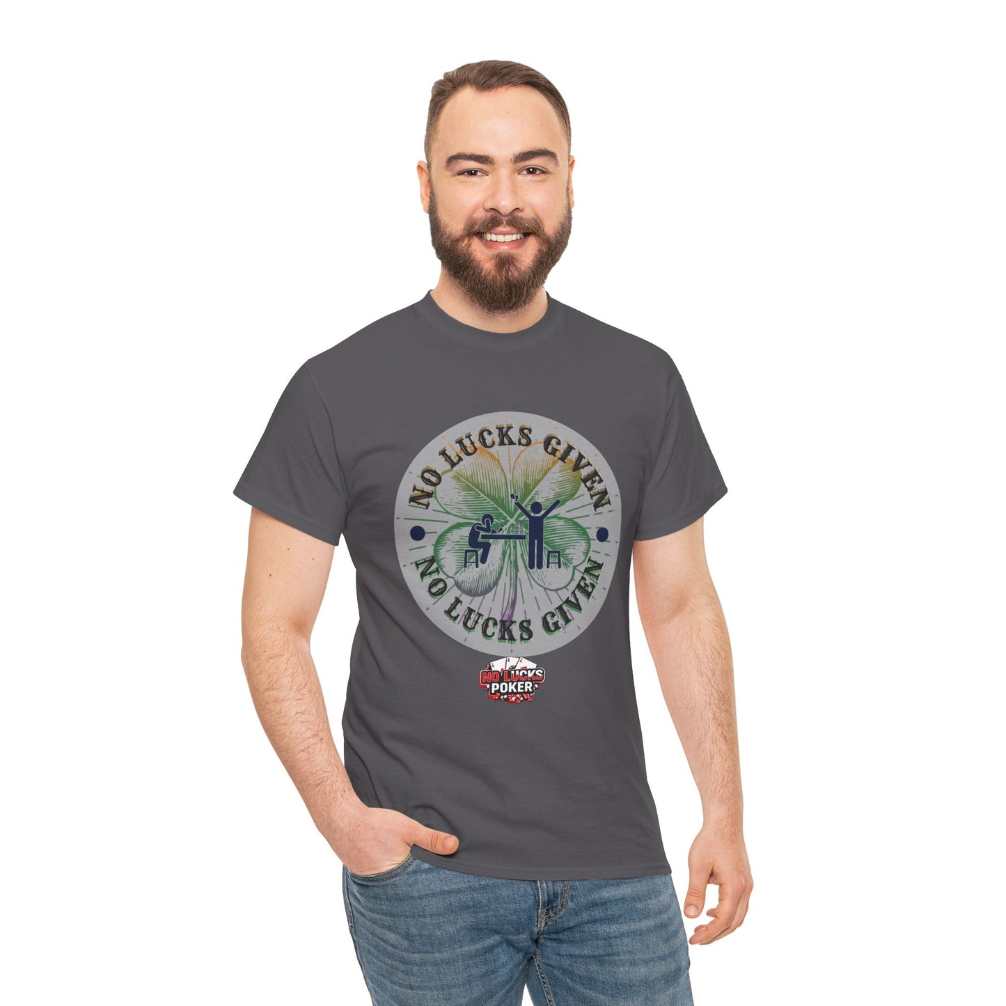 No Lucks Given – Large Clover Poker T-Shirt | Skill Over Luck