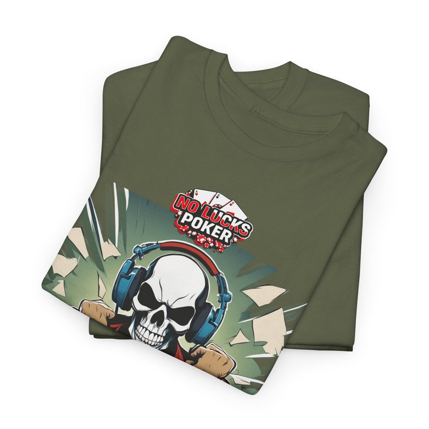 No Lucks Given – Poker Skull w/ Headphones Tee (Hero/Villain Edition)