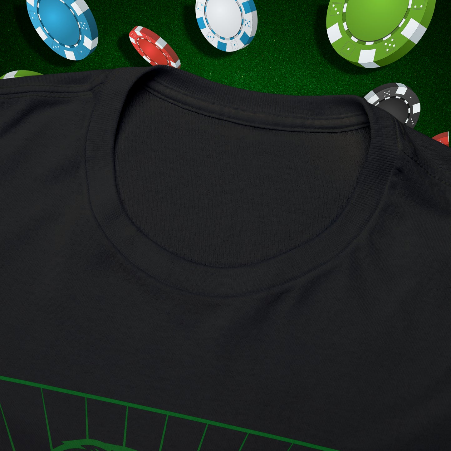 No Lucks Given Jack Skull in Crown of Clubs Green Red Poker T-Shirt Must have Good Luck All-in