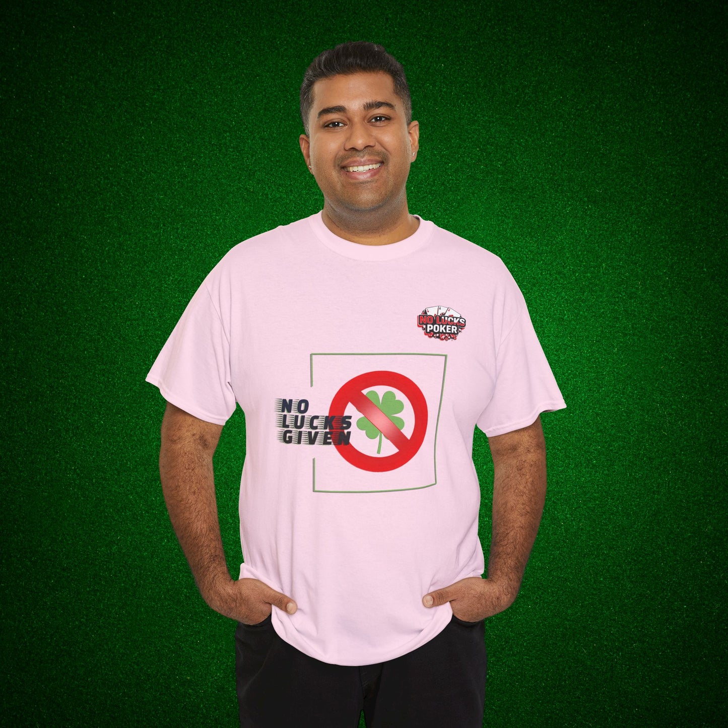 No Lucks Given Large Clover Poker T-Shirt Good Luck All-in