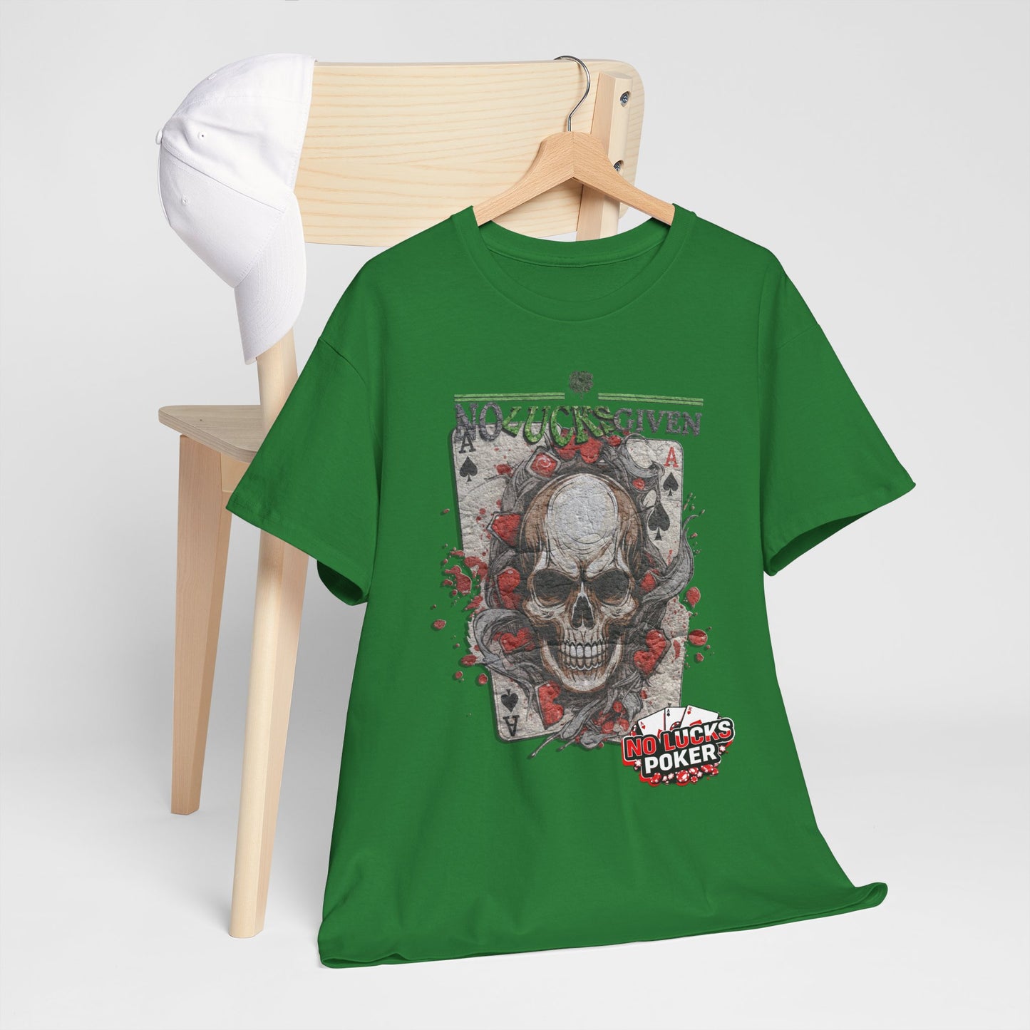 No Lucks Given Skull Breaking thru Ace of Spades T-Shirt Must have Good Luck All-in