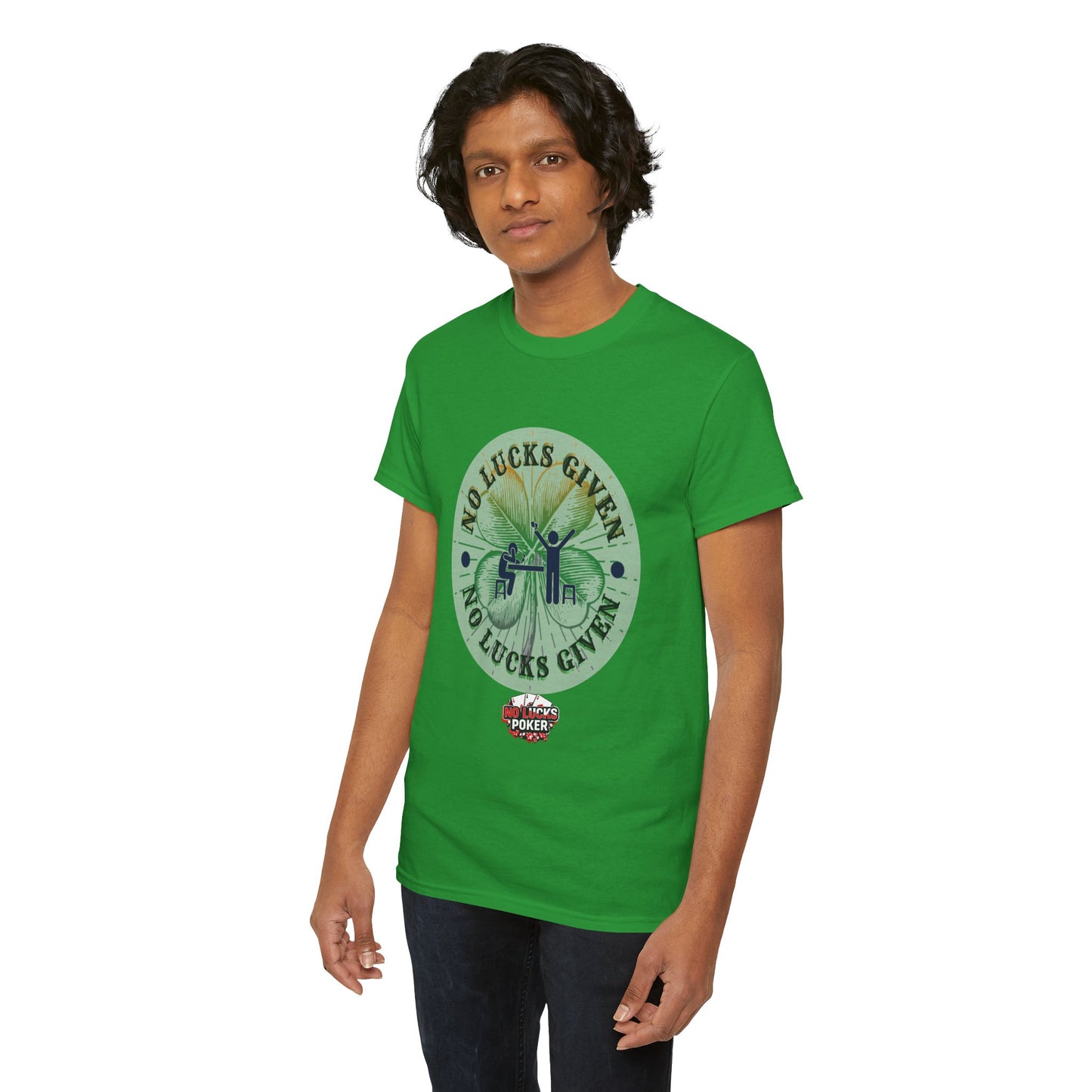 No Lucks Given – Large Clover Poker T-Shirt | Skill Over Luck