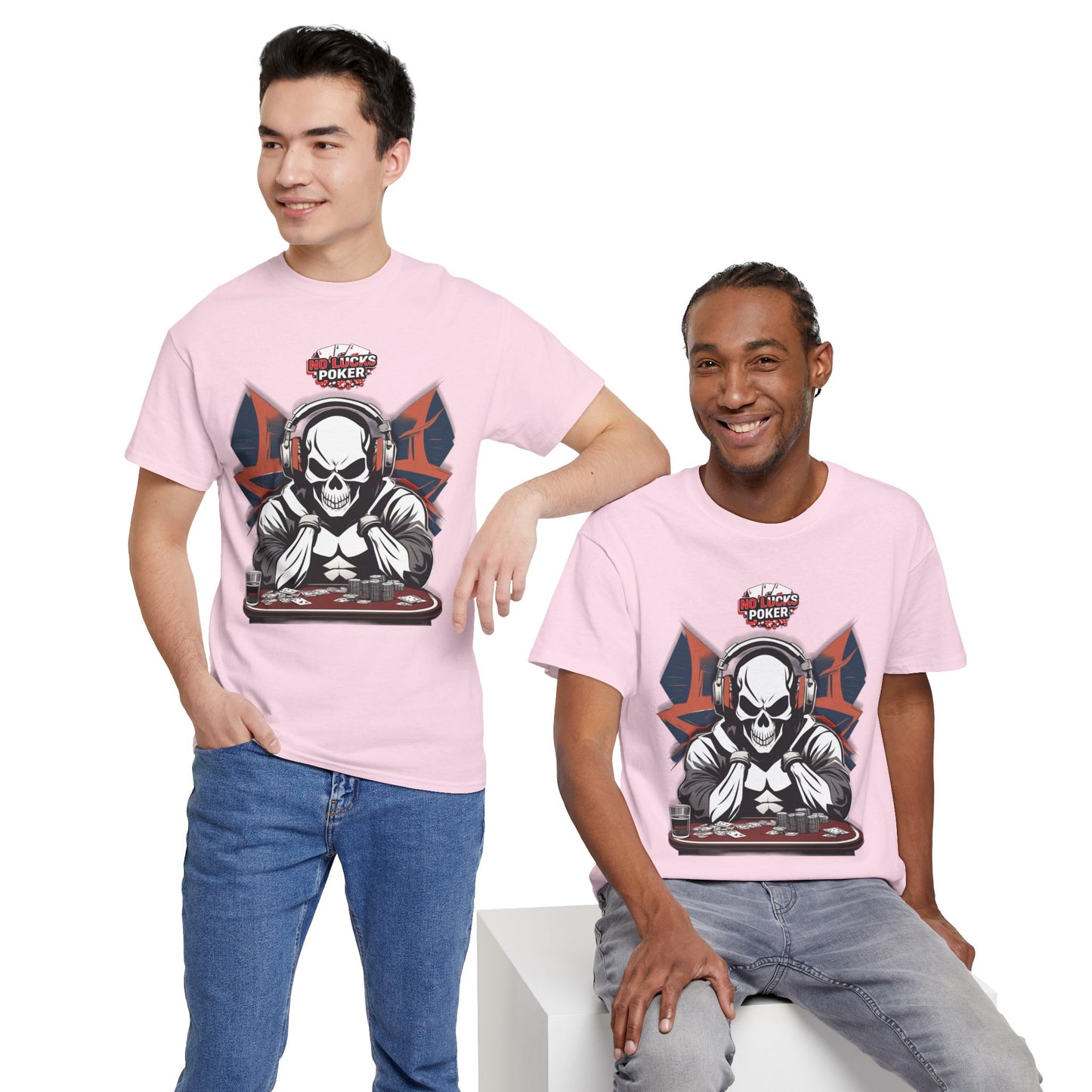 No Lucks Given – Hero/Villain Poker Skull Tee (Headphones Edition)