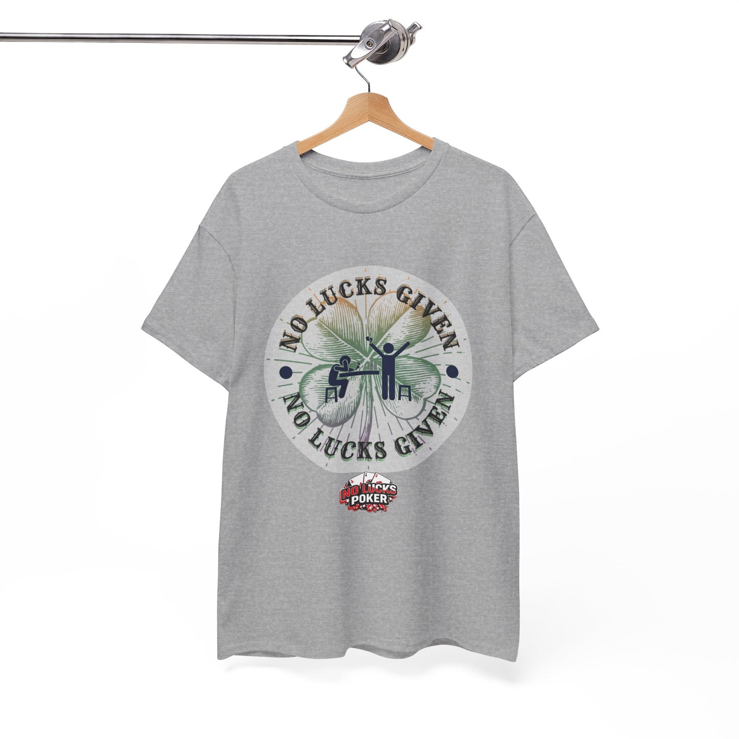 No Lucks Given – Large Clover Poker T-Shirt | Skill Over Luck