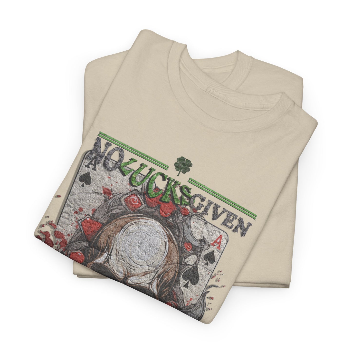 No Lucks Given Skull Breaking thru Ace of Spades T-Shirt Must have Good Luck All-in