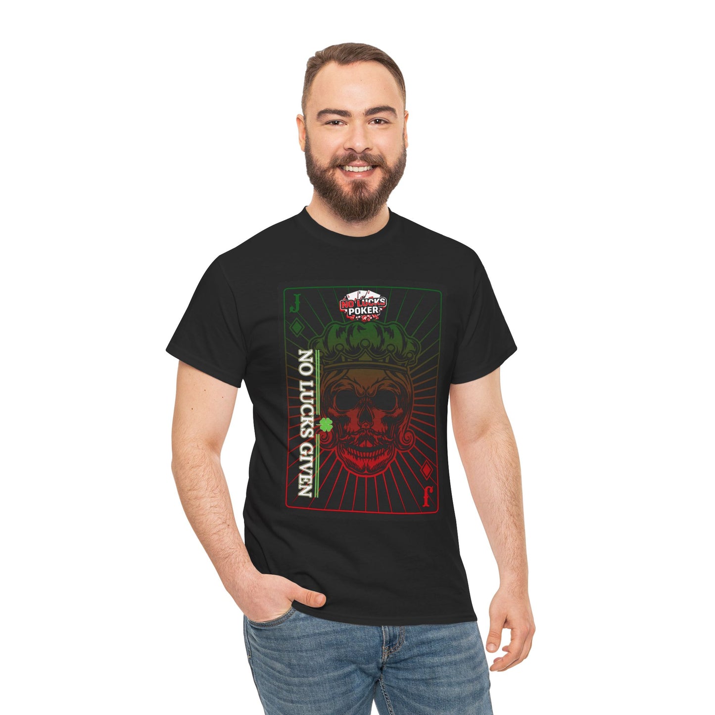 No Lucks Given – Jack Skull Crown Poker Tee (Green & Red Edition)