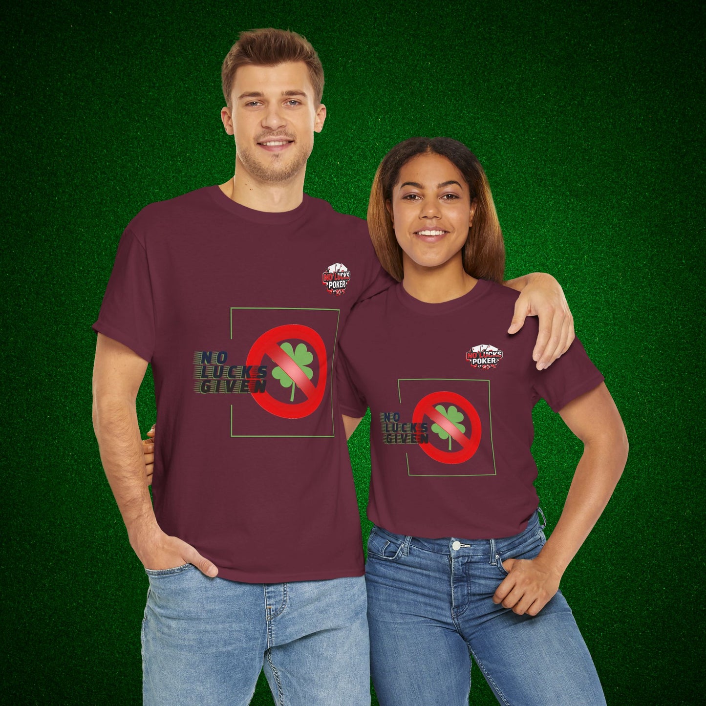 No Lucks Given Large Clover Poker T-Shirt Good Luck All-in