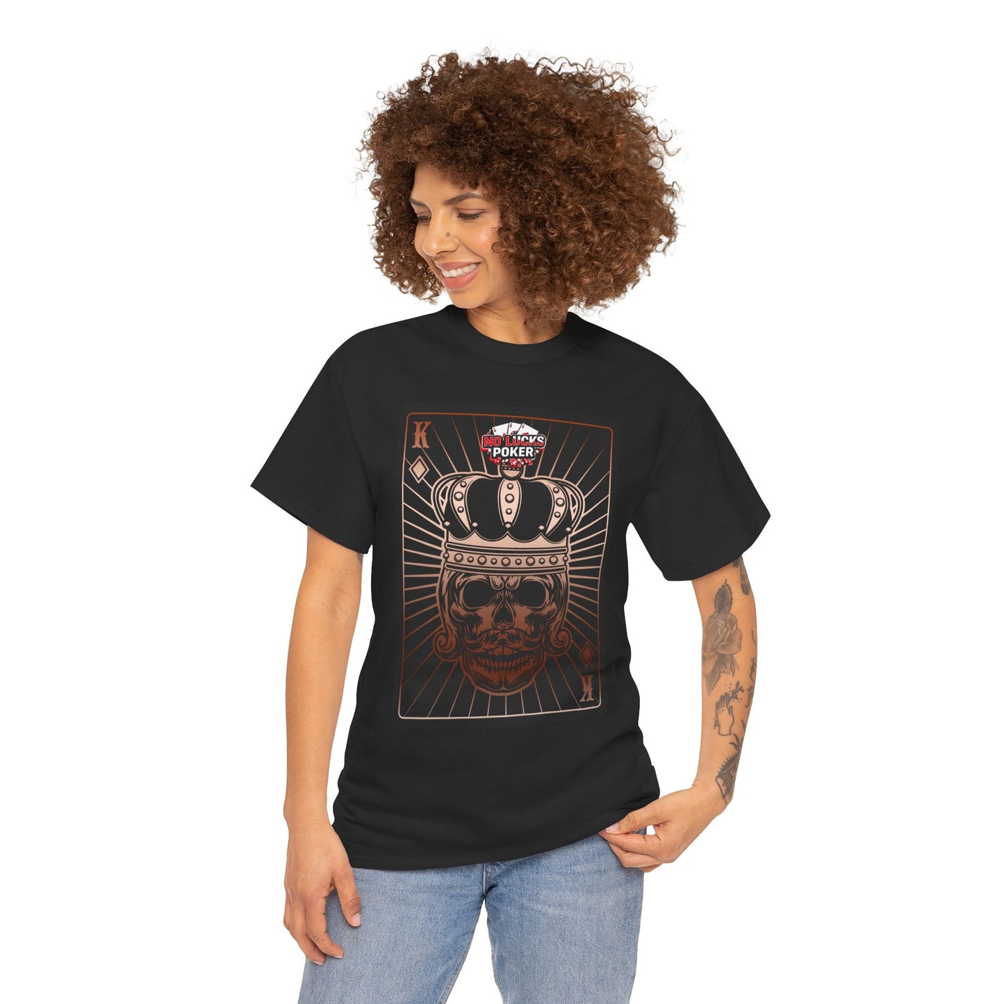 No Lucks Given Royal Skull King of Diamonds Copper Poker T-Shirt Must have Good Luck All-in