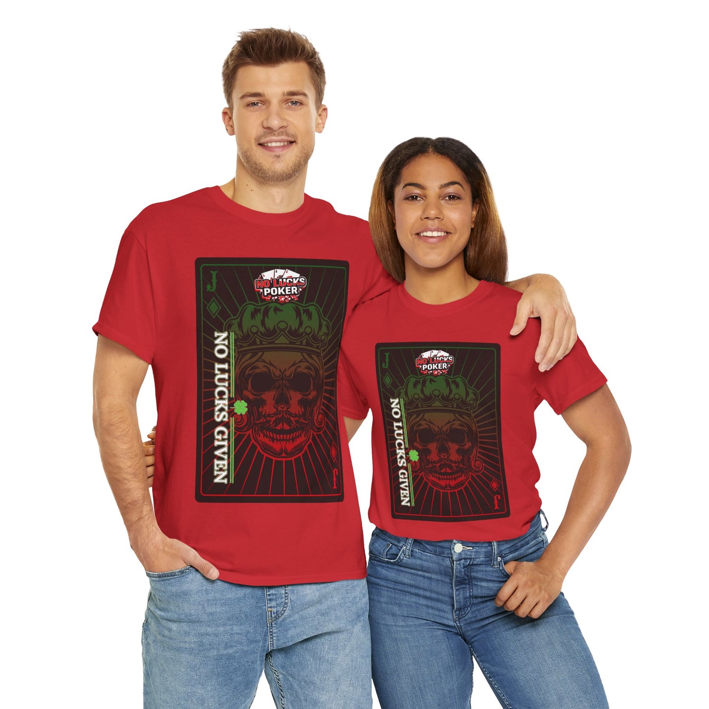 No Lucks Given – Jack Skull Crown Poker Tee (Green & Red Edition)