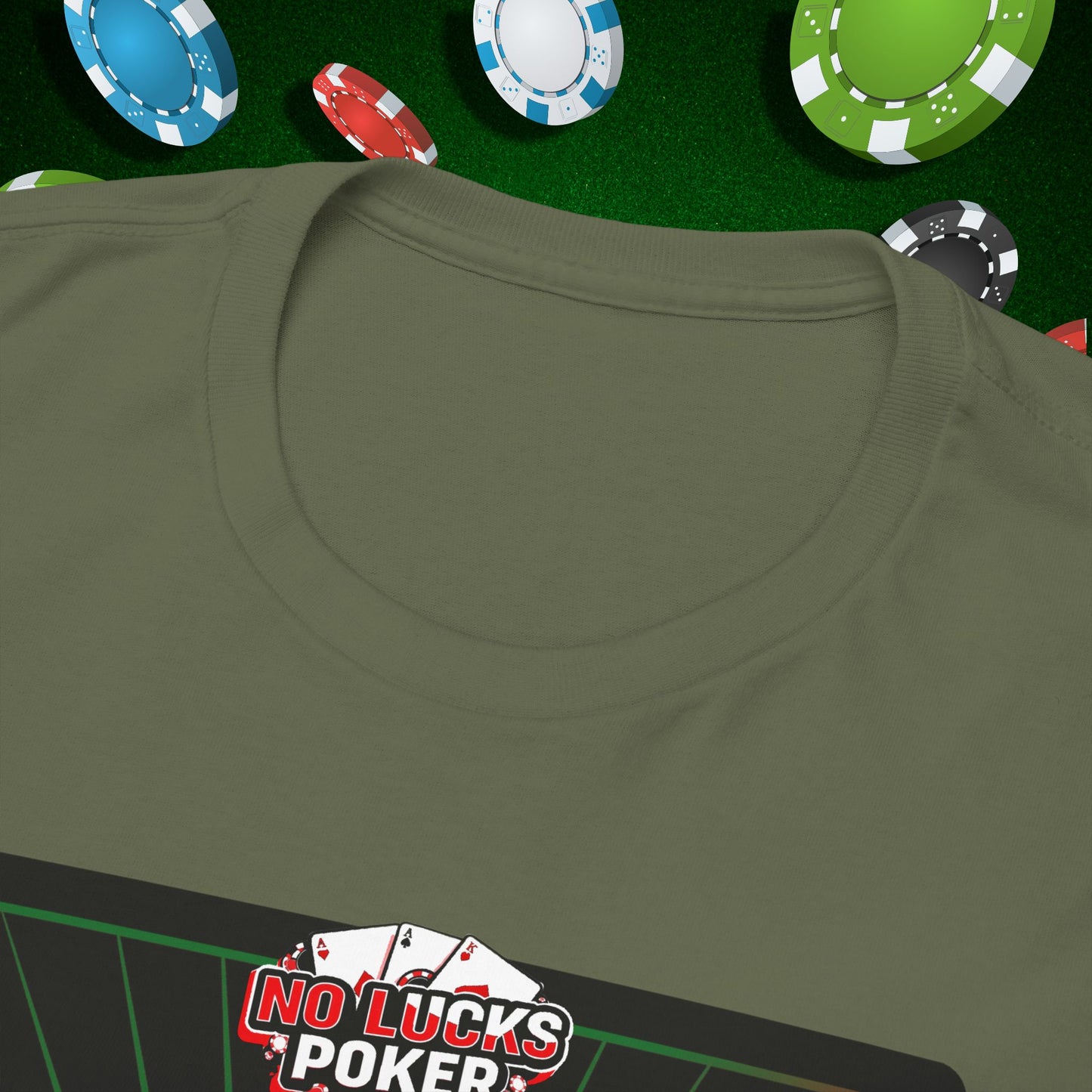 No Lucks Given Ace of Hearts card with two big axes Green Red Poker T-Shirt Must have Good Luck All-in