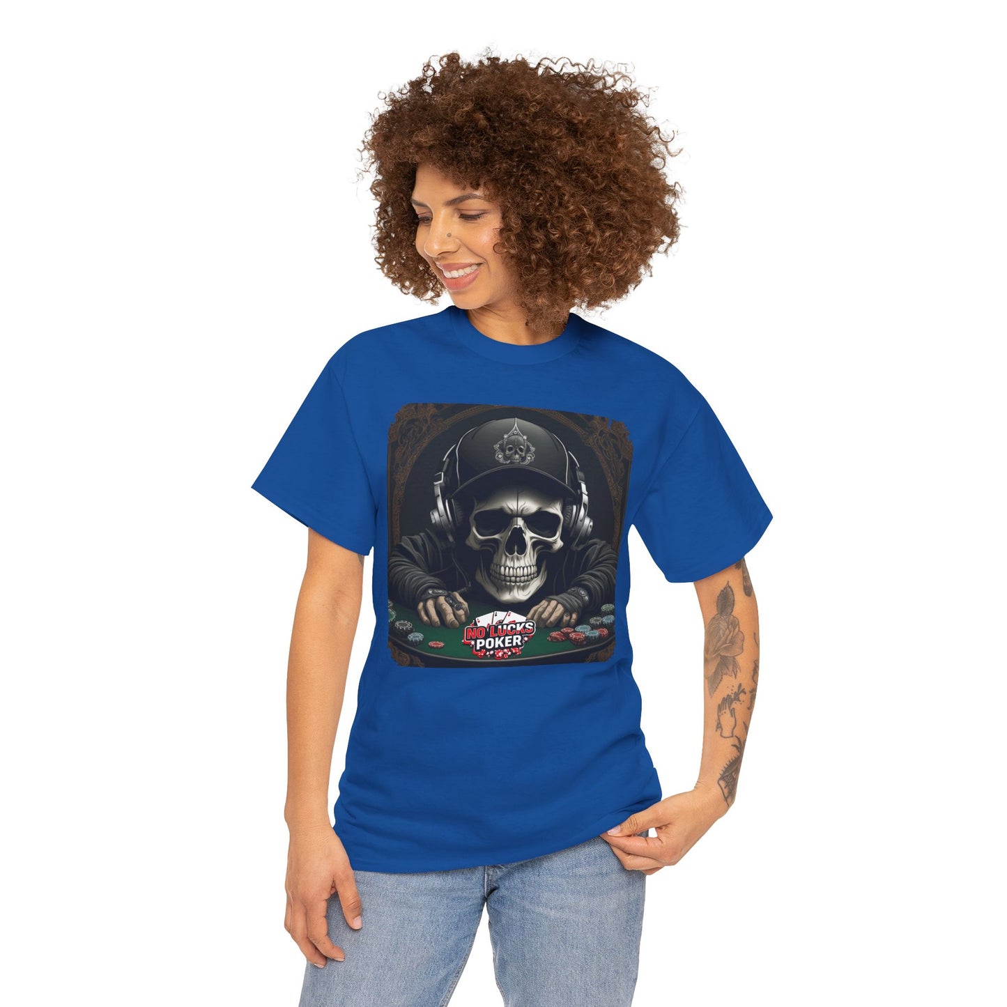 No Lucks Given – Hoodie Skull & Headphones Poker Tee