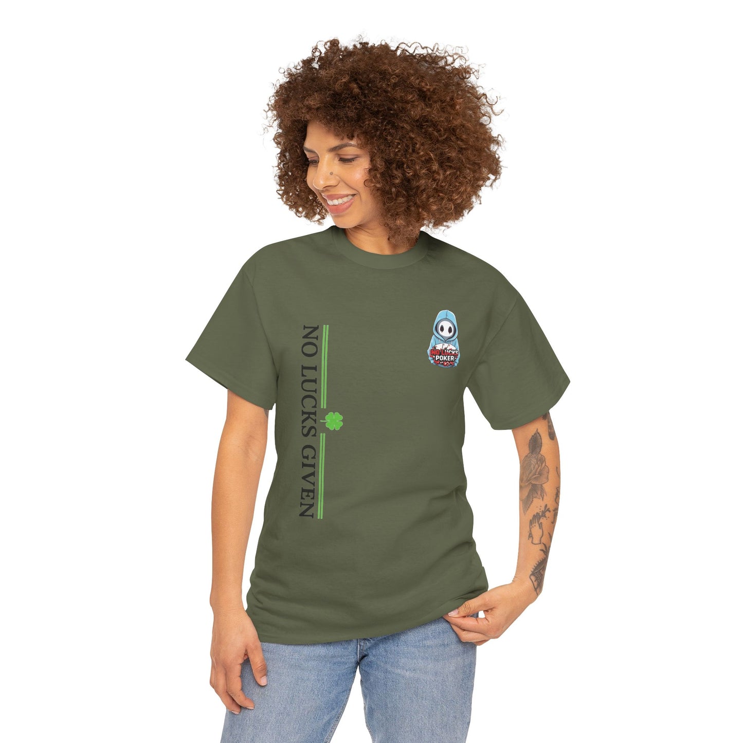 No Lucks Given – Ghost Logo Poker T-Shirt | Stealth Blackout Style