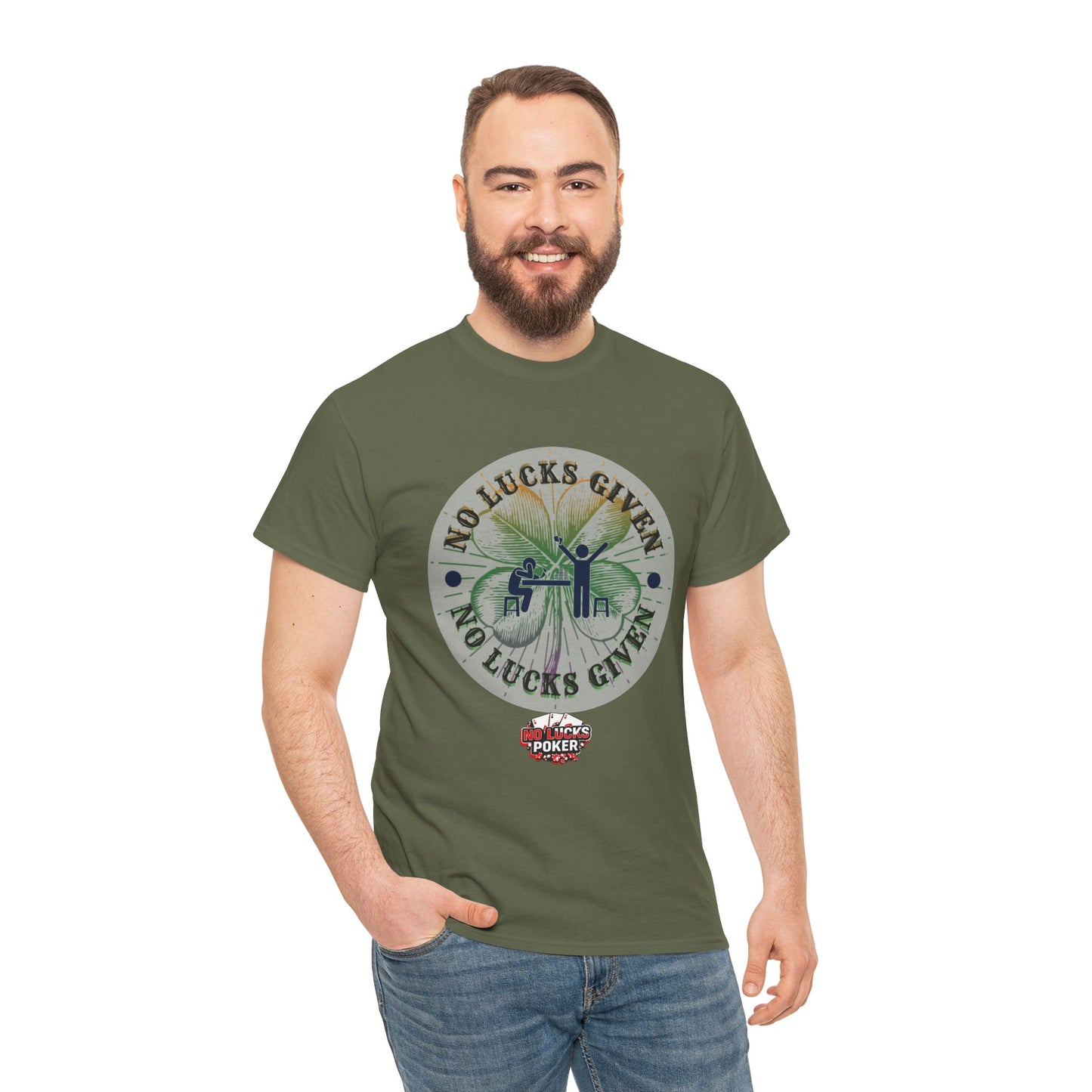 No Lucks Given – Large Clover Poker T-Shirt | Skill Over Luck