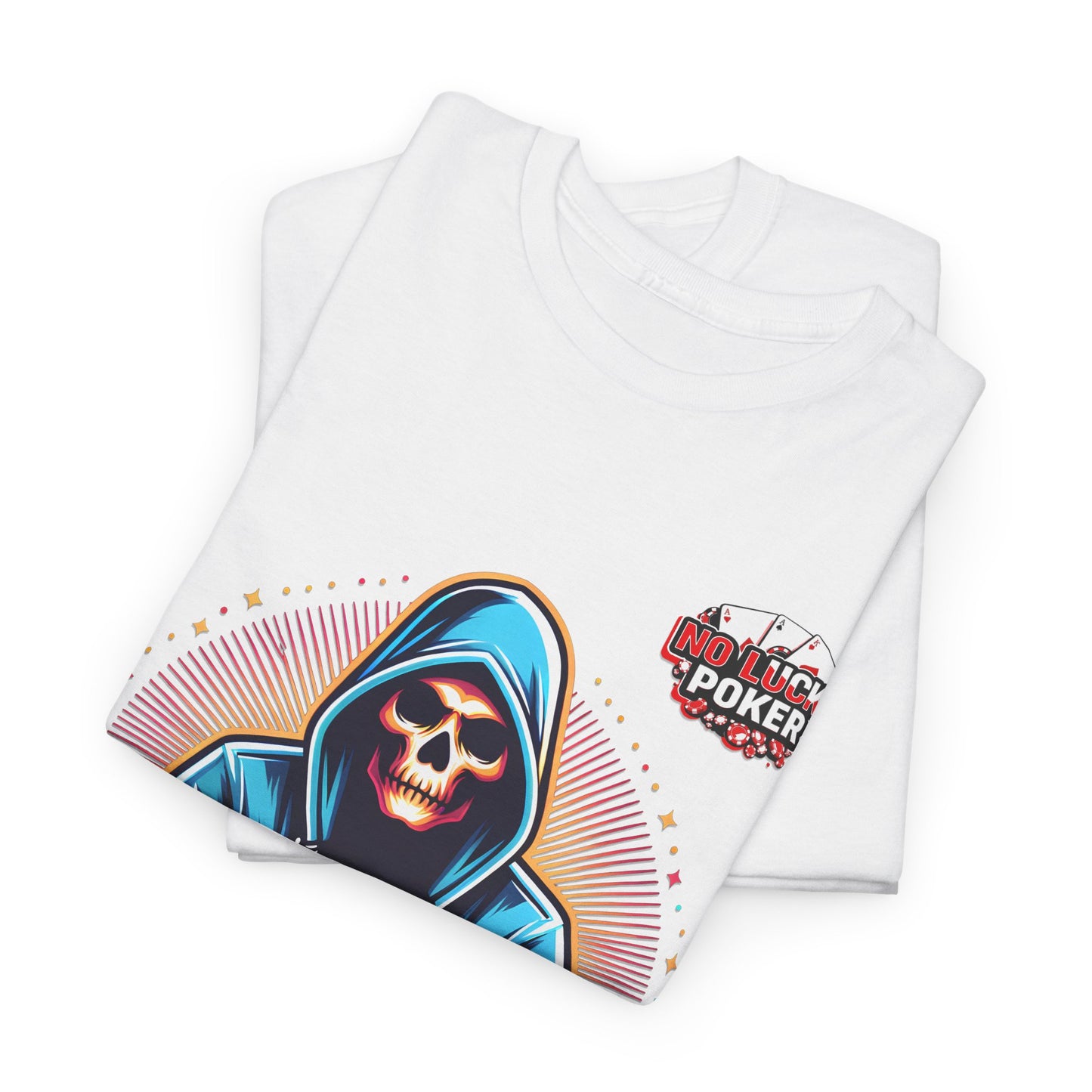 Poker Player with Skull at Poker Table 0 Lucks Given Unisex heavy cotton tee Poker Apparel